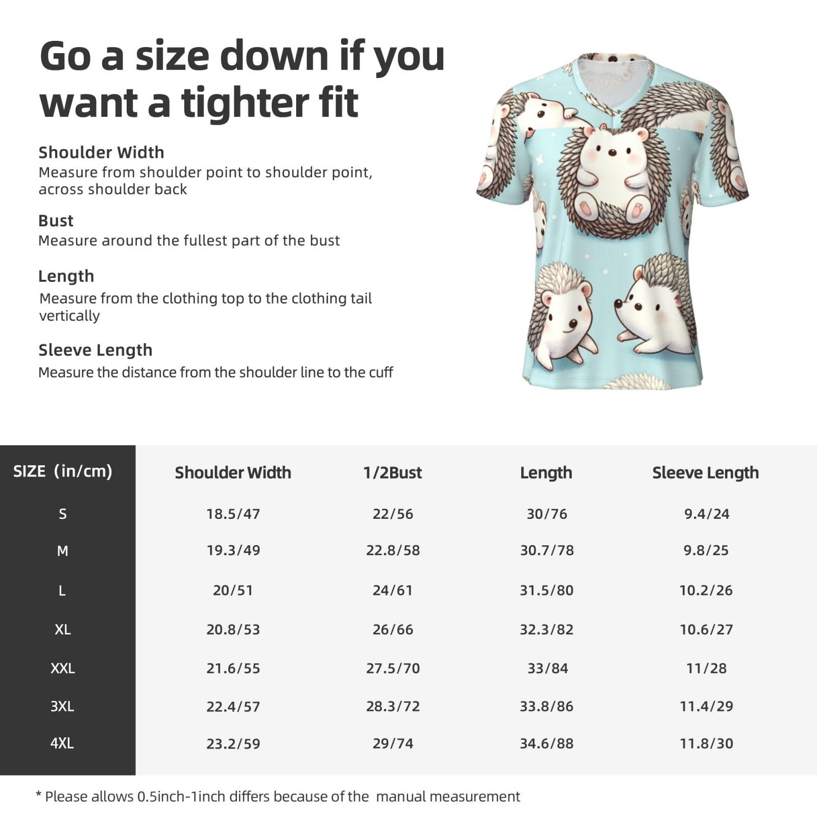 Stylish Athletic Sports Jersey Cute-Watercolor-Hedgehogs Men's Rugby Jersey X-Large Black