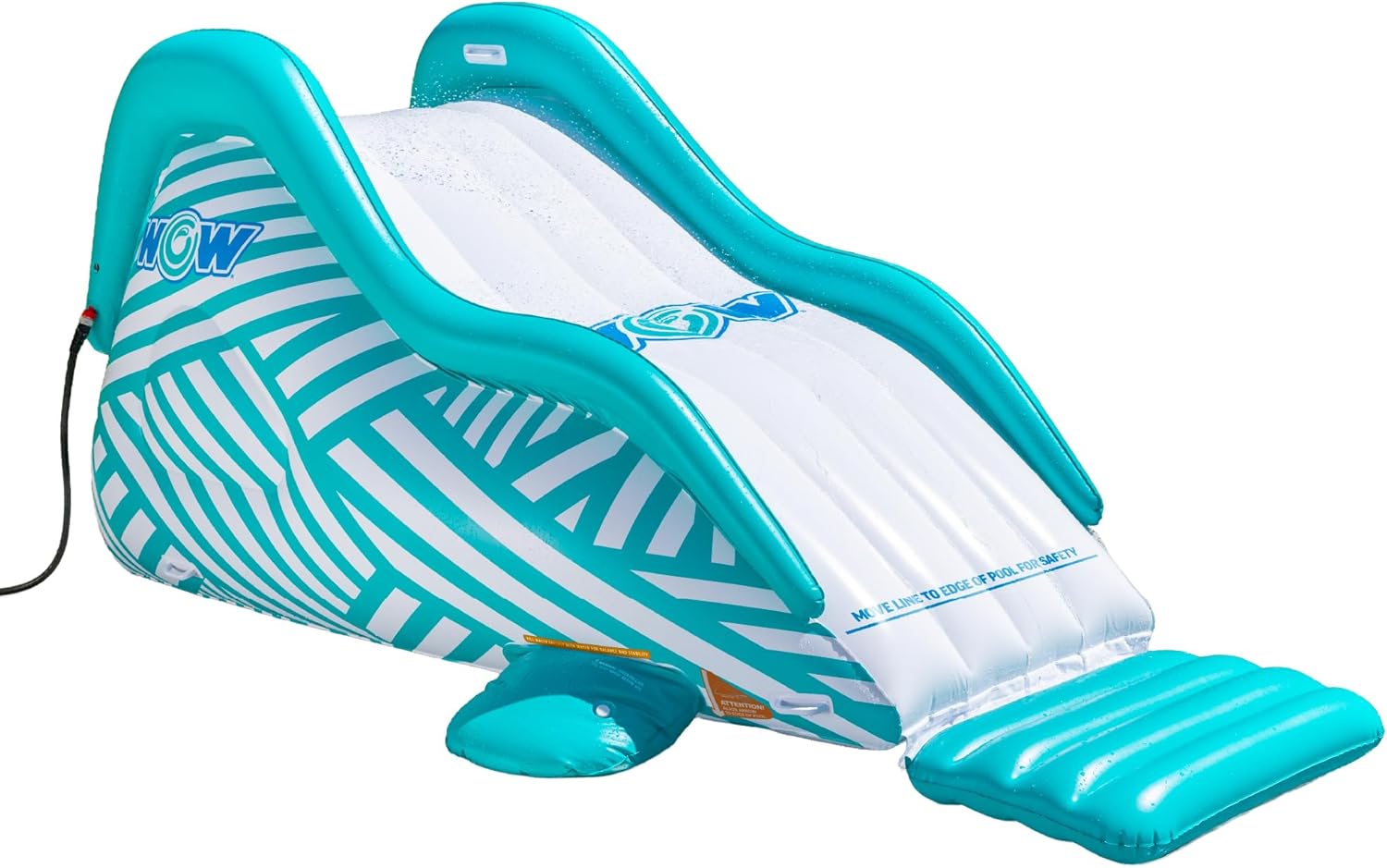 Wow Sports Wiggler Inflatable Sprinkler Slide - White & Teal - Garden Hose Attachment - for Backyard Parties