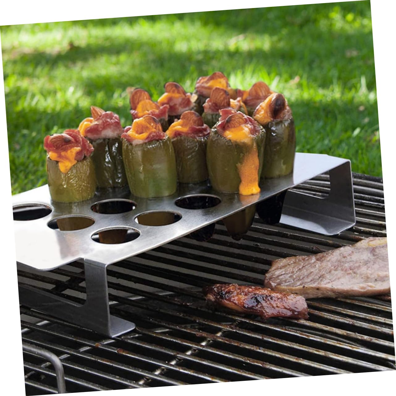 Soporte con Acero de Pimienta Parrilla Inoxidable para Descorazonador Herramienta Multifuncional Barbacoa y Cocina, Adecuado para Muslos de Pollo