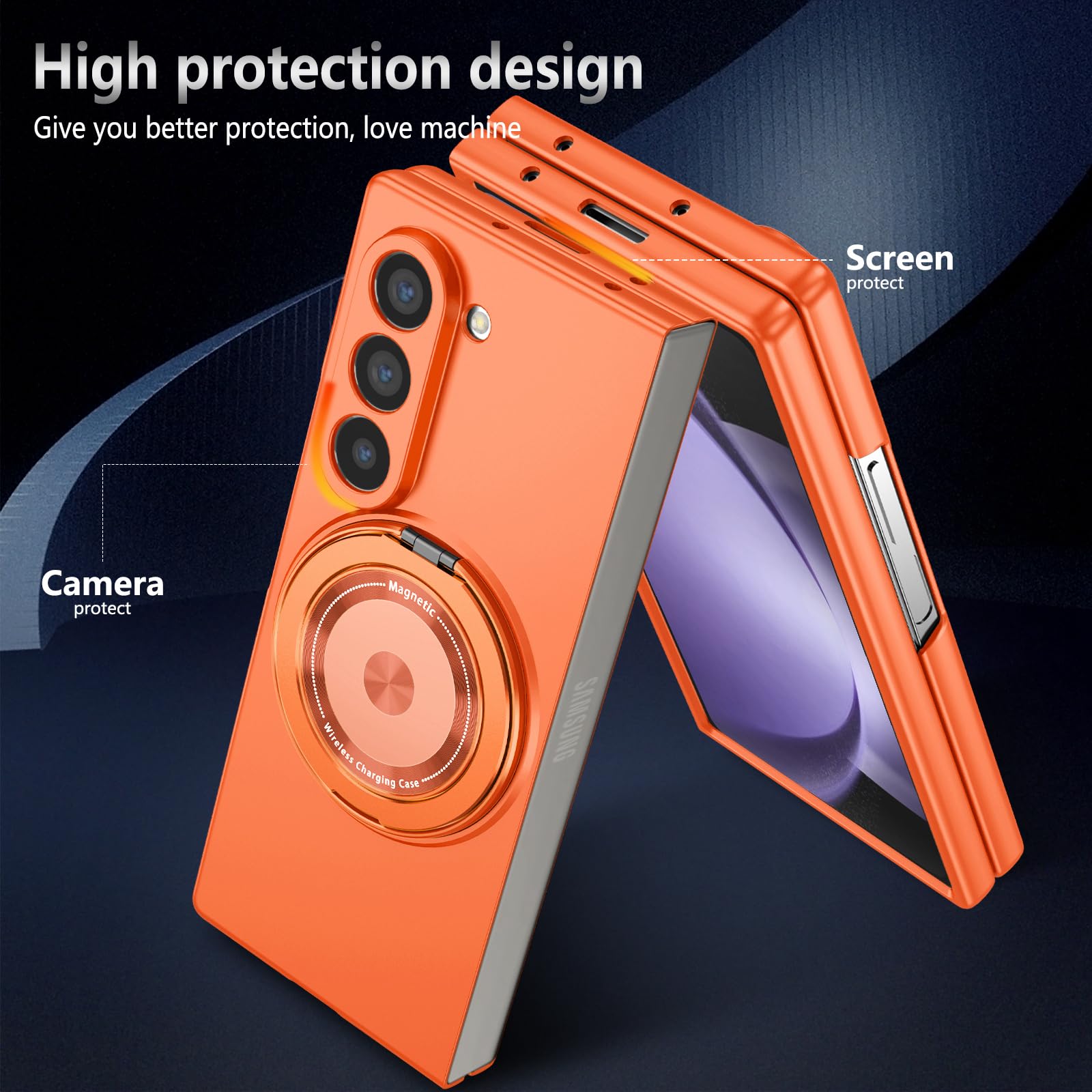 Custodia protettiva girevole pieghevole a 360 gradi per Samsung Galaxy Z Fold 6 5G, custodia protettiva rigida in policarbonato resistente agli urti e alle cadute, antiurto per Samsung Z