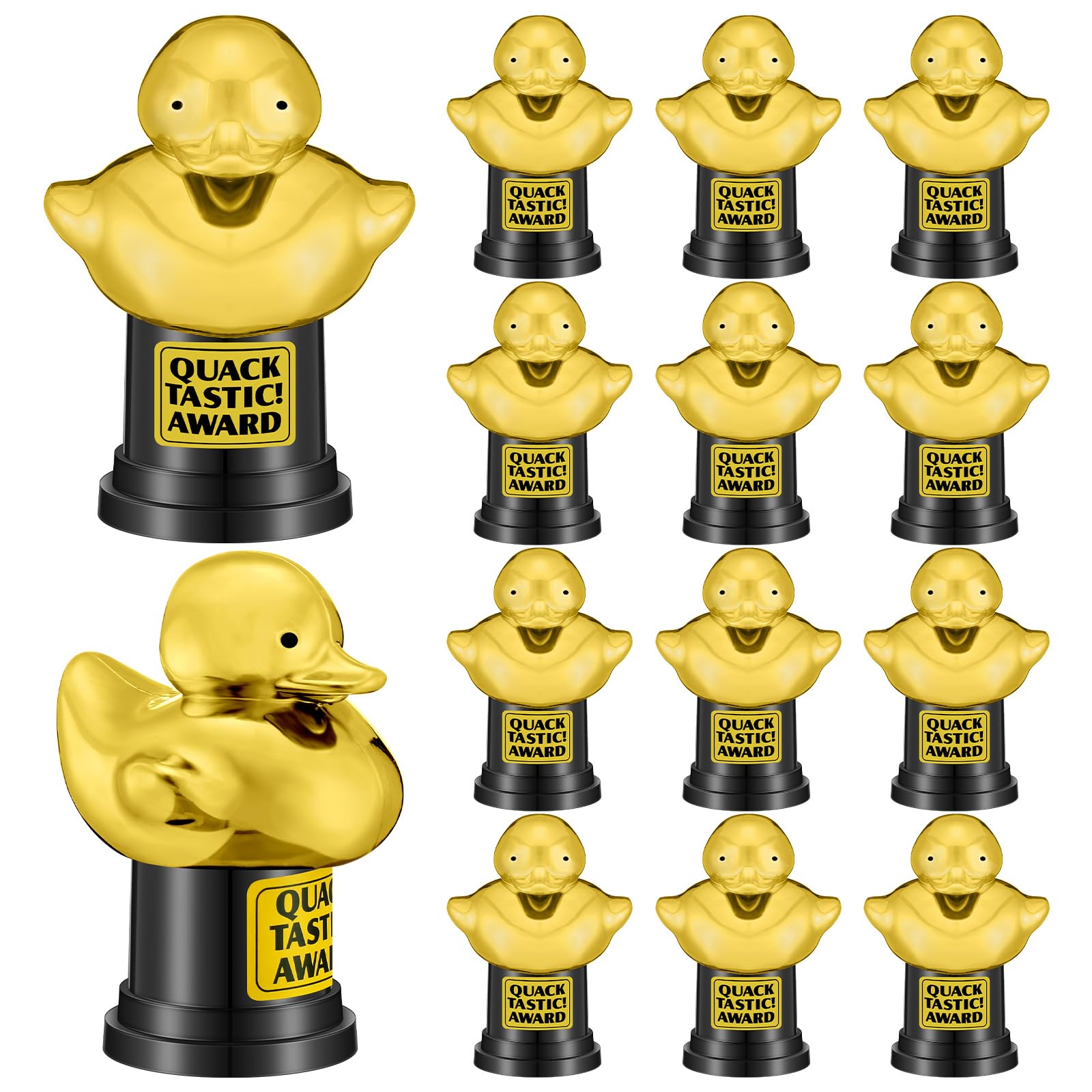 Tondiamo Quacktastic Award Duck Trophy Bulk 2.7 x 3.9 Inch Plastic Black Gold Duck Trophies Quack Tastic Awards Funny Trophies Rewards and Giveaways