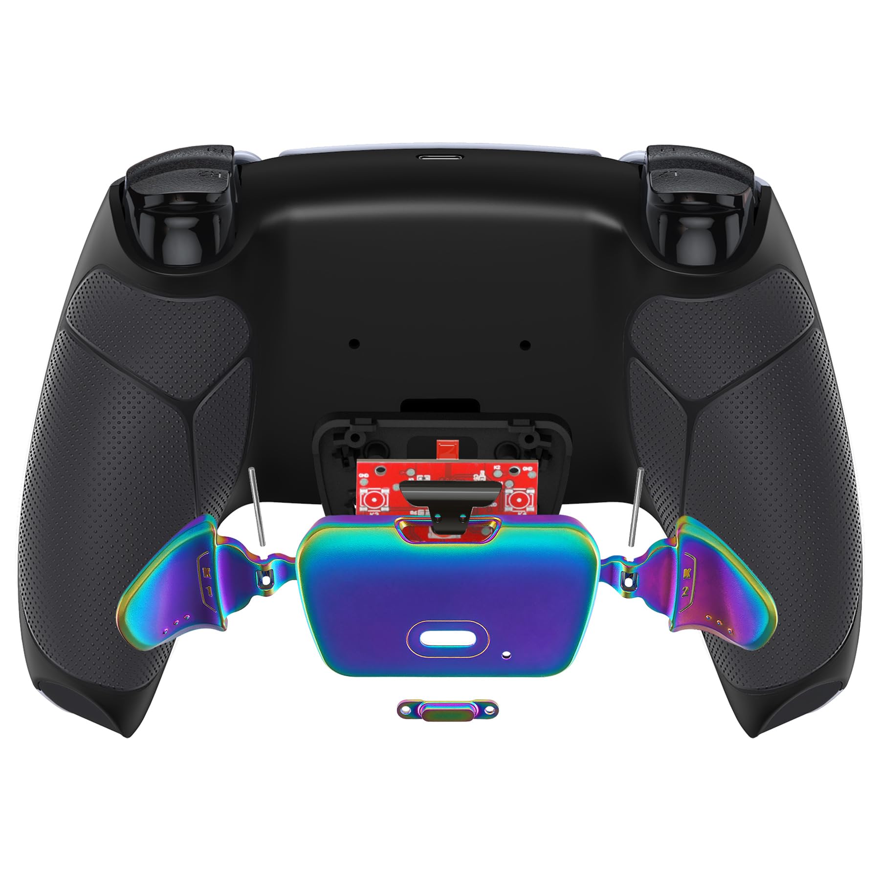 eXtremeRate Rise V3 Remap Kit per ps5 Controller BDM-030/040/050,2 Palette Metallo Programmabile per ps5 Joystick con Cover Grip Gommato,Senza Joypad,Nero Blu Viola