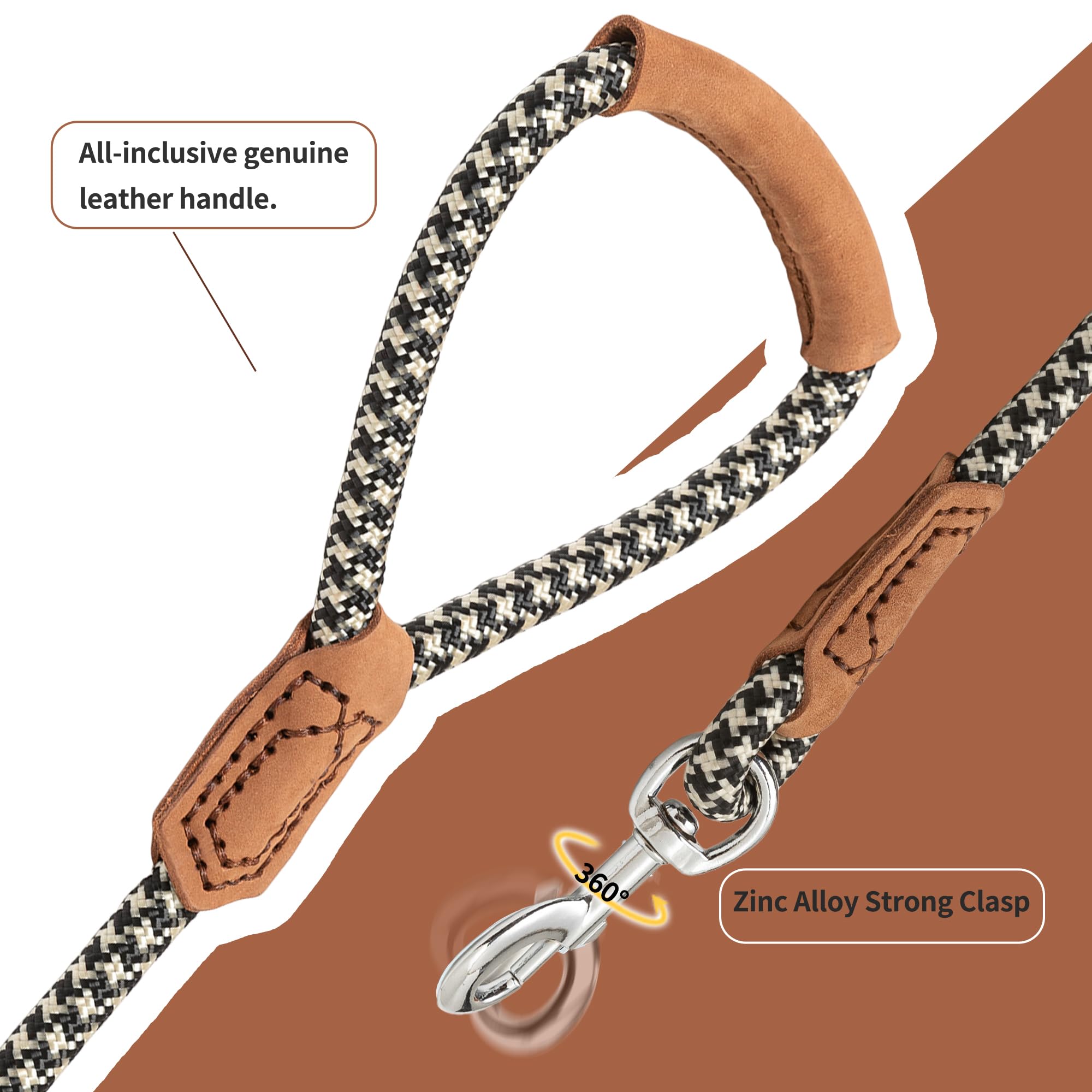 Mile High Life, Leather handle-Black Khaki, 48 Inch-1/2" - Image 3