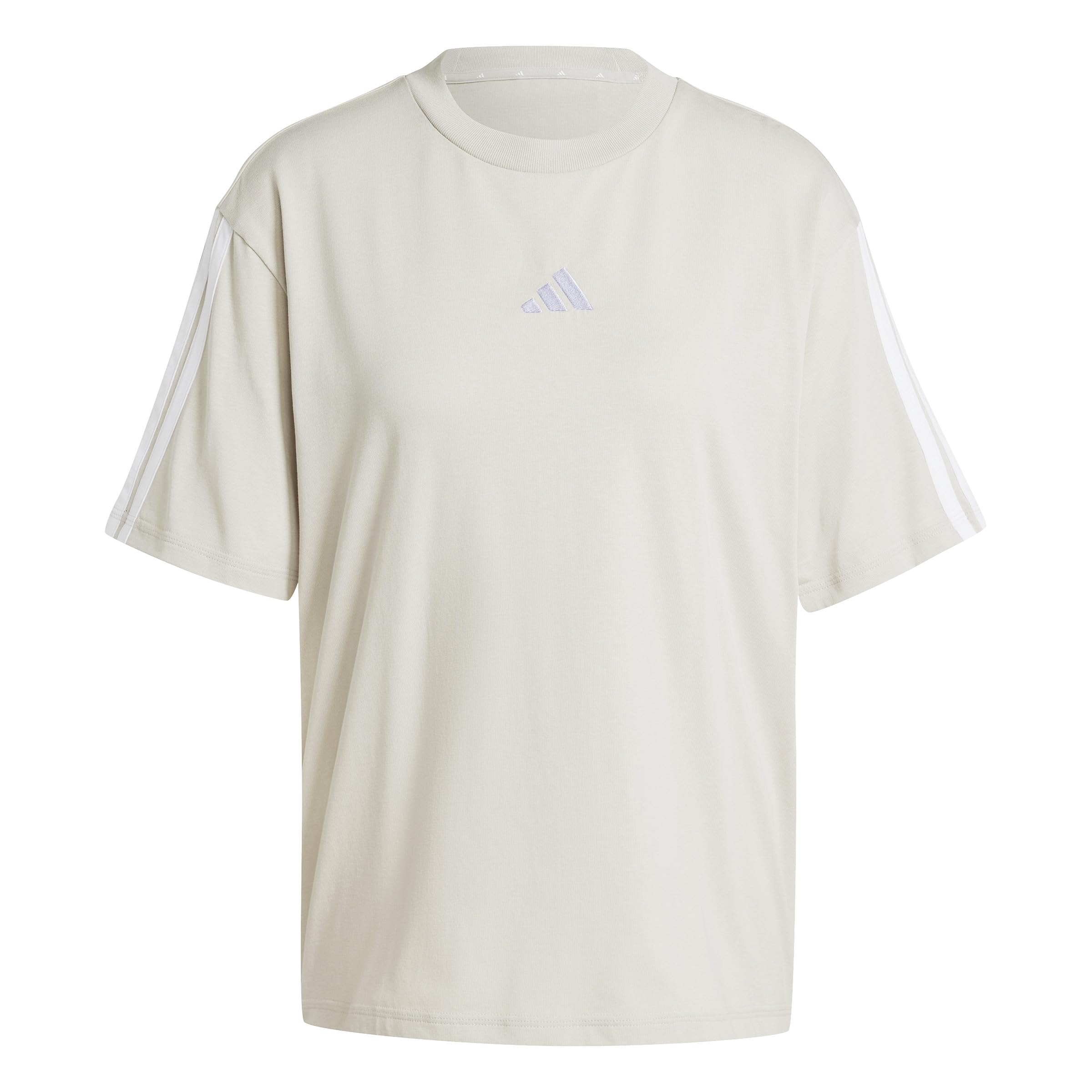 adidas Women's Essentials 3-Stripes Boyfriend T-Shirt, Wonder Alumina/White, XS