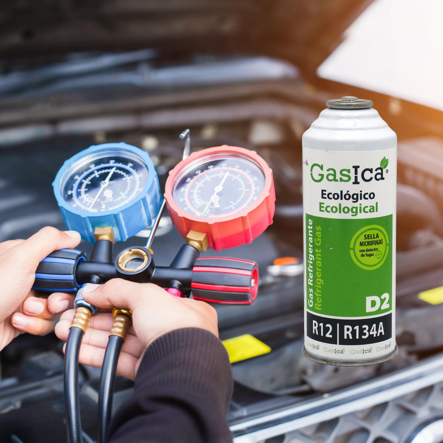 GASICA D2 Gas Refrigerante Biologico Ecologico 226 g Equivalente R12 R134A Compatibile Aria Condizionata