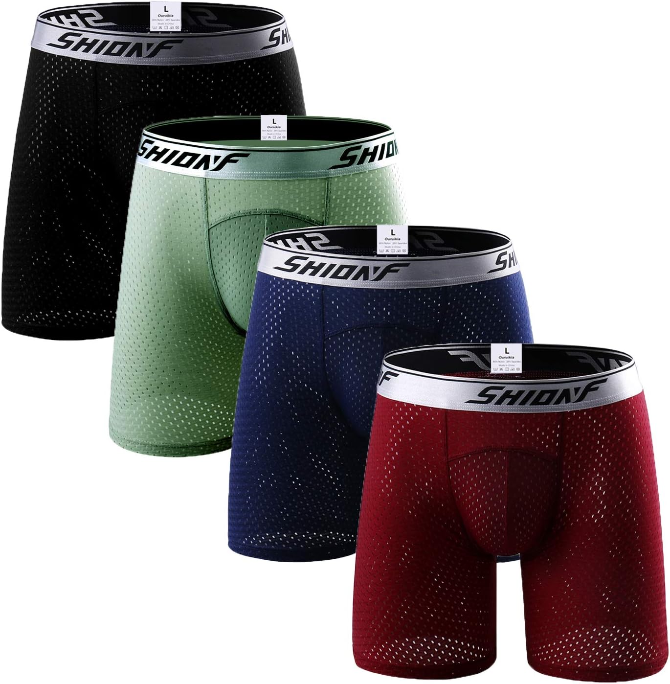 OuruikiaMen's Underwear Sports Boxer Briefs Quick Dry Athletic Performance Boxer Briefs Workouts Underwear