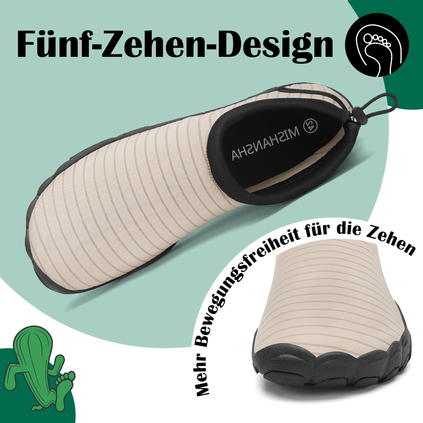 Mishansha Unisex Badeschuhe Barfuß Schnelltrocken Aquaschuhe Gr.36-46 | Herren Wasserschuhe, Damen Schwimmschuhe, Unisex Strandschuhe, Atmungsaktiv