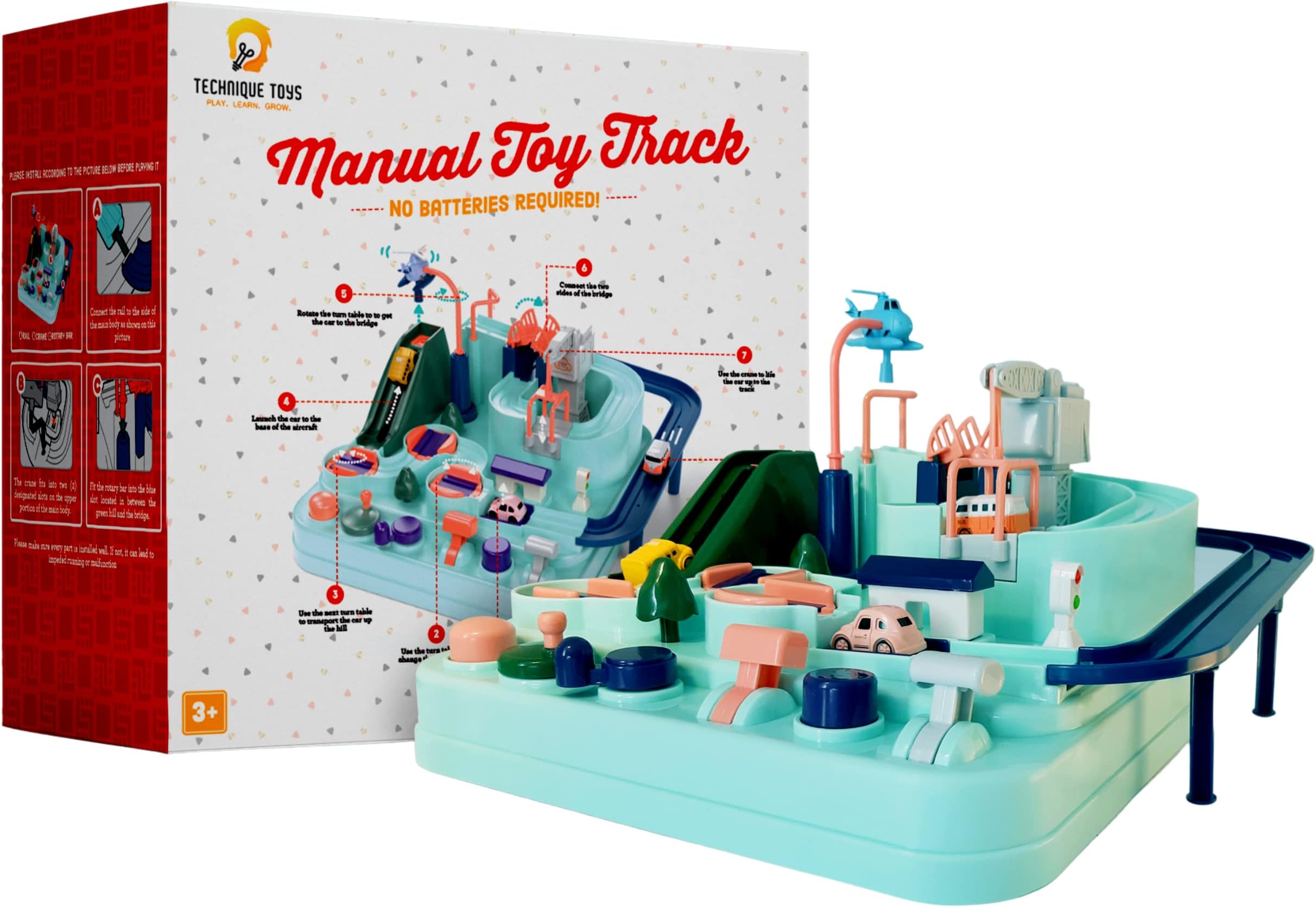 Car Adventure Toy - Manual Toy Track - Toy Car Tracks for Toddlers - Race Track for Boys and Girls - Interactive Racing Kids Toy