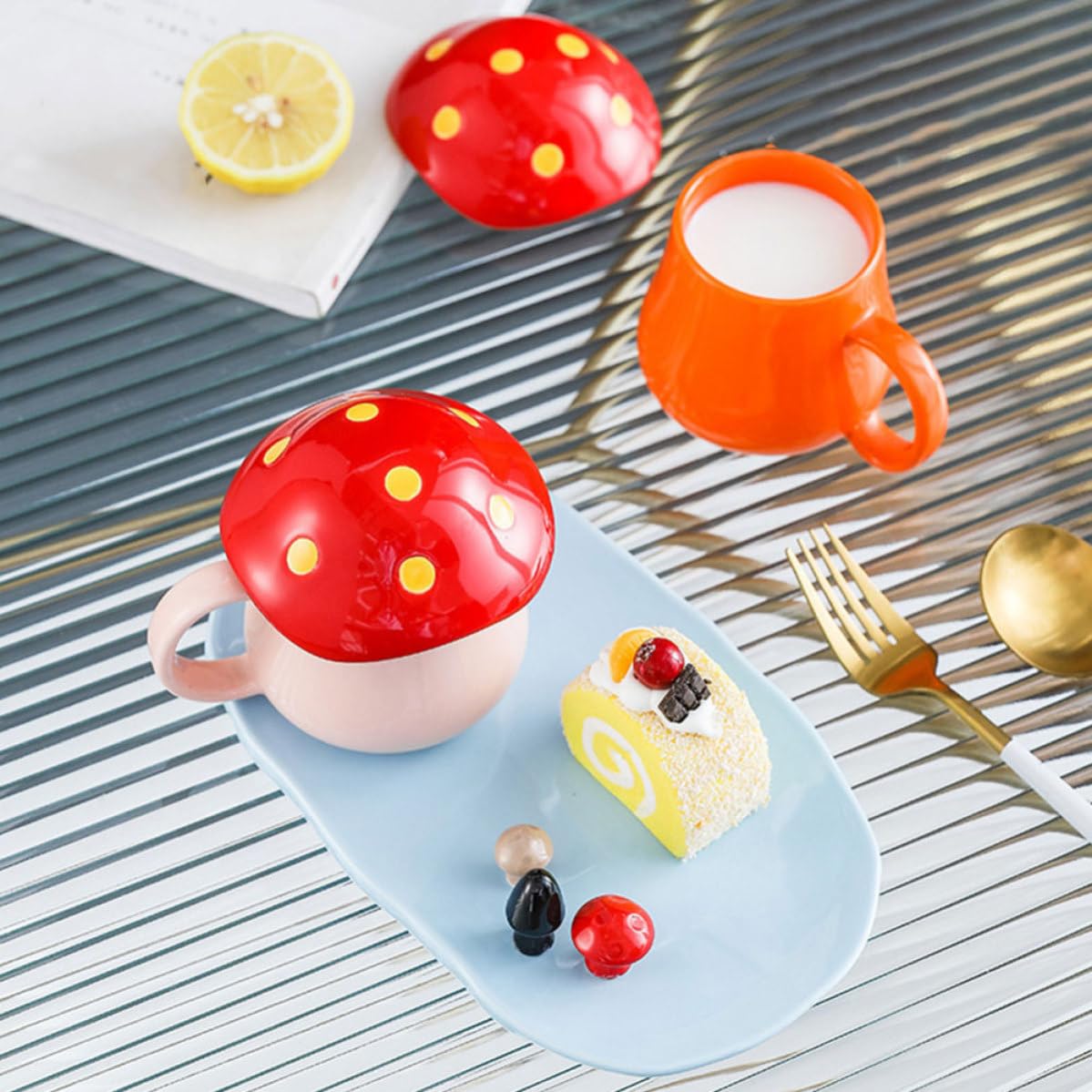 Gatuida 2 Tazas de Cerámica Diseño de Hongo para Café y Chocolate Caliente, Paquete de 2 Piezas, Ideales para Cafeterías y Uso en Casa