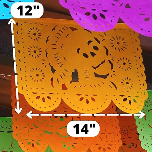 Miniatura 4 de Cartel de papel picado Dia de Los Muertos, guirnaldas de papel de seda del Día de los Muertos, decoraciones de fiesta mexicana, paquete de 5 | 83
