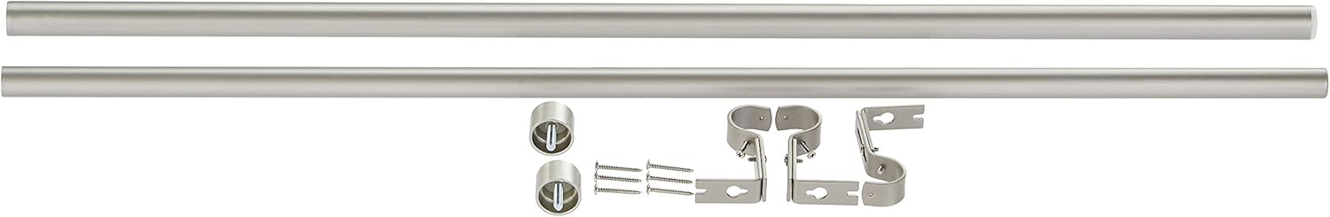  Basics 1" Curtain Rod - 36 - 72", Nickel : Home & Kitchen