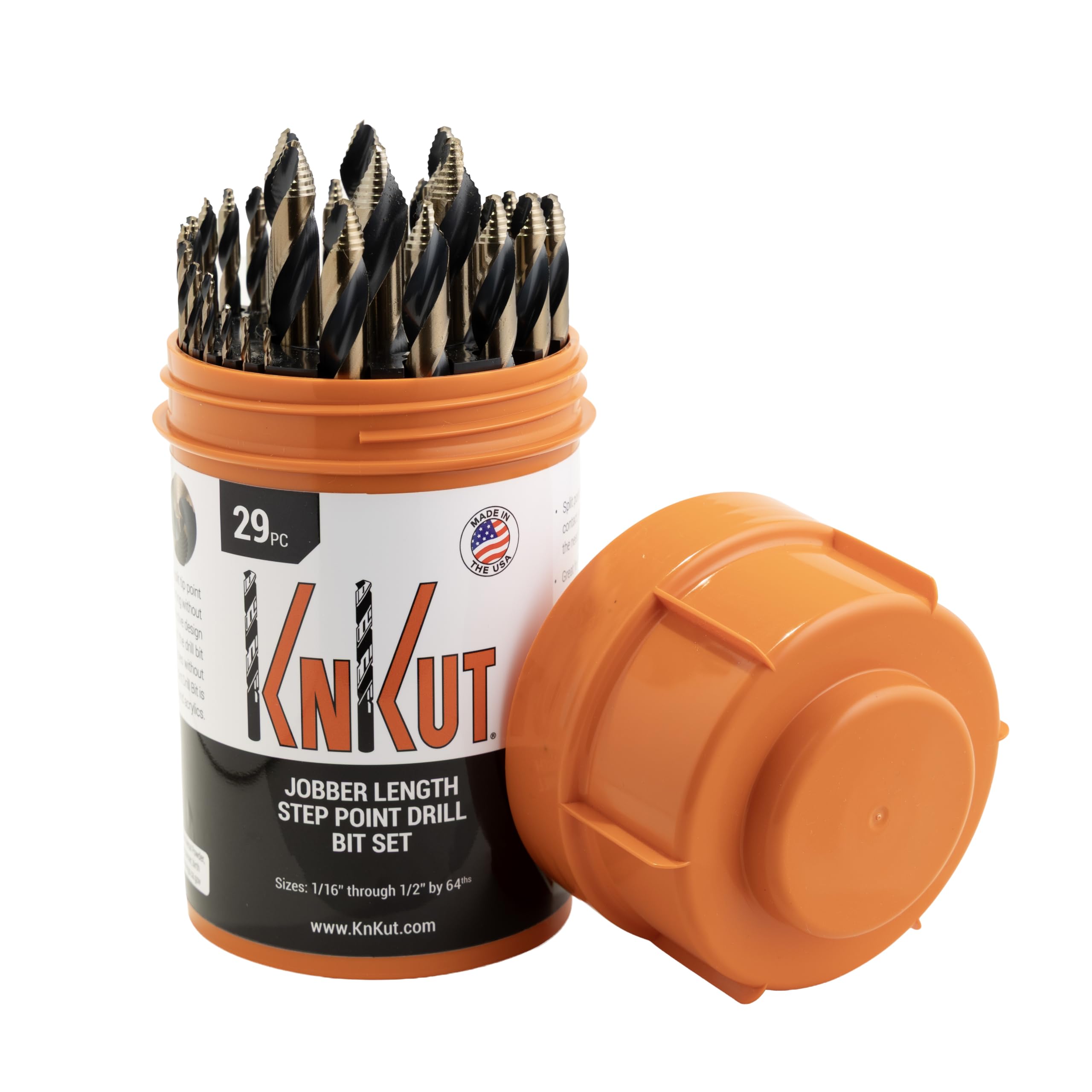 KnKut 29-częściowy zestaw wierteł do wiertarek Buddy Mechanics Długość Punkt krokowy 1/40.6 cm-1/5.1 cm na 64th