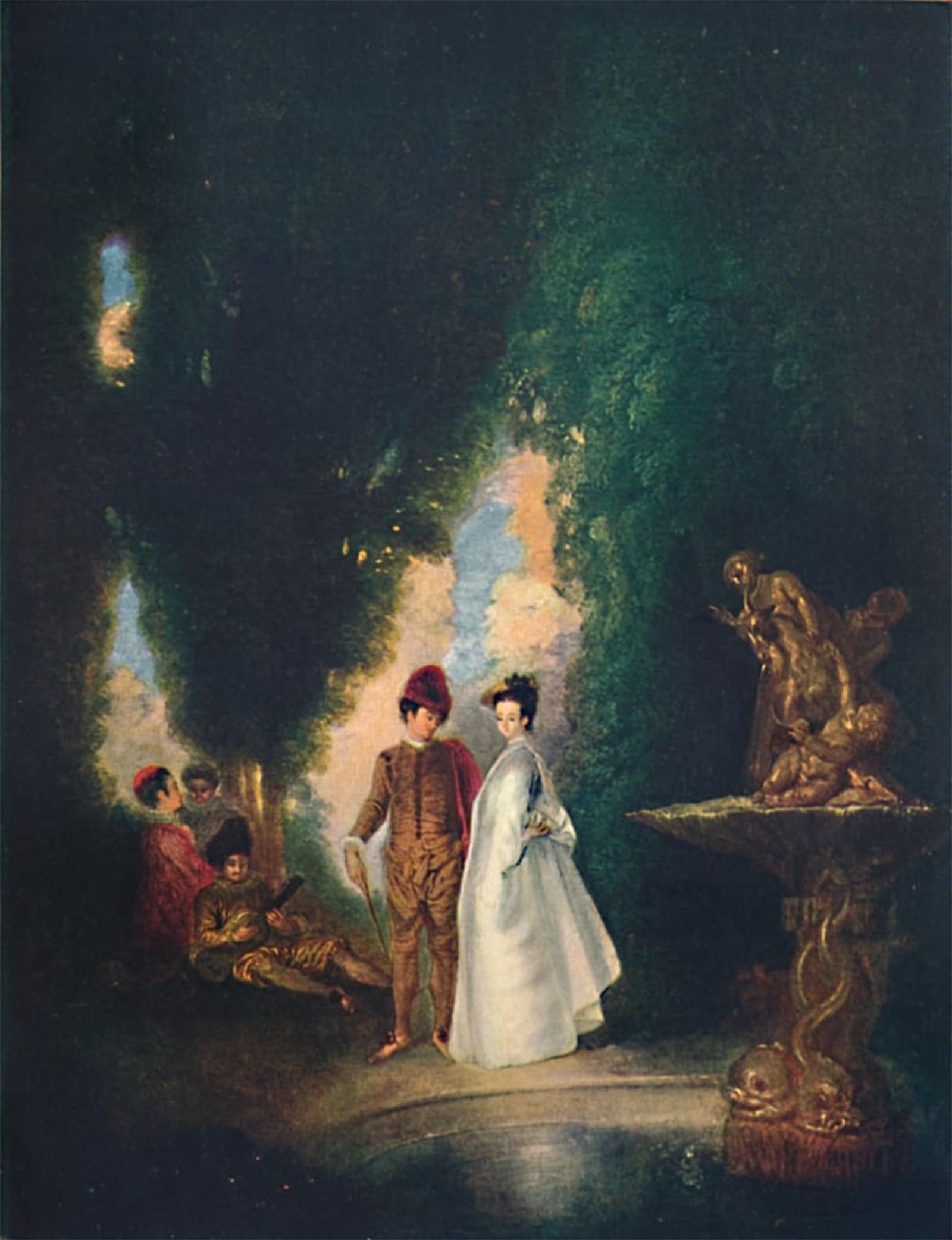 POSTERIIk Vintage Art Print Images Pictures Print the Fountain by Jean Antoine Watteau Modern Colour Posters for Office Home Decor 60x90cm