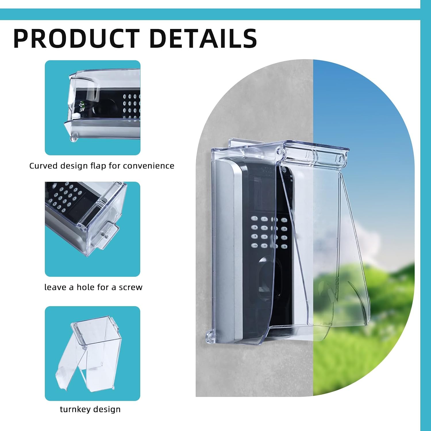 Outdoor Keypad Cover Protector,Clear Flip Cap Doorbell Rain Cover,Doorbell Cover Weatherproof,Access Control Rain Cover Compatible for Ring Doorbell/Door Keypad/Lock Keypad/Employee Time Clock