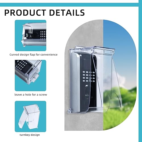 Miniatura 5 de Protector de cubierta de teclado para exteriores, cubierta transparente para timbre de puerta, cubierta para timbre de puerta, resistente a la