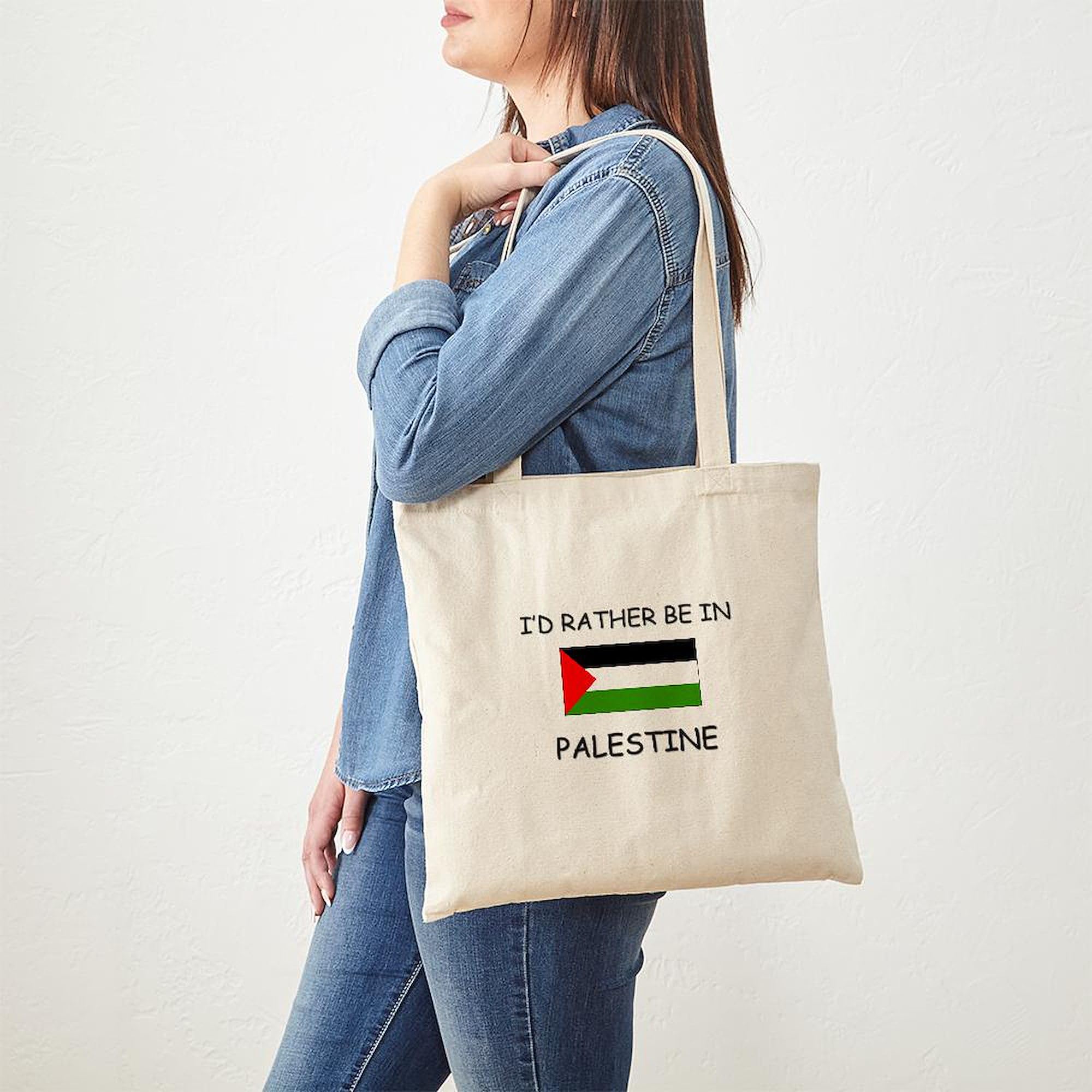 "I'd Rather Be In Israel" Natural Canvas Tote Bag – Reusable Shopping & Beach Bag - View #9