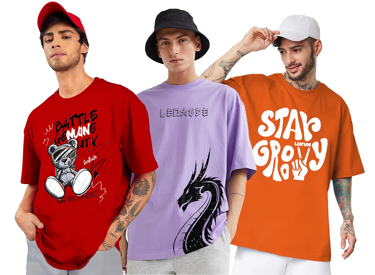 LEOTUDE Men's Cotton Oversized Fit Half Sleeve Oversized Printed T-Shirt, Round Neck Longline Drop Shoulder | ful Printed ... - Review, Price and Buying Guide