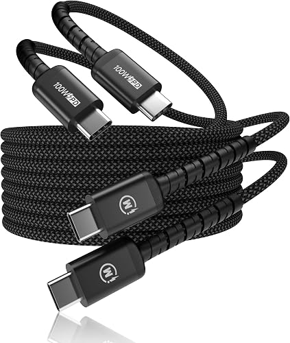 imuto USB C to USB C Cable (6.6ft, 2-Pack) 100W Fast Charging Cable Braided for 