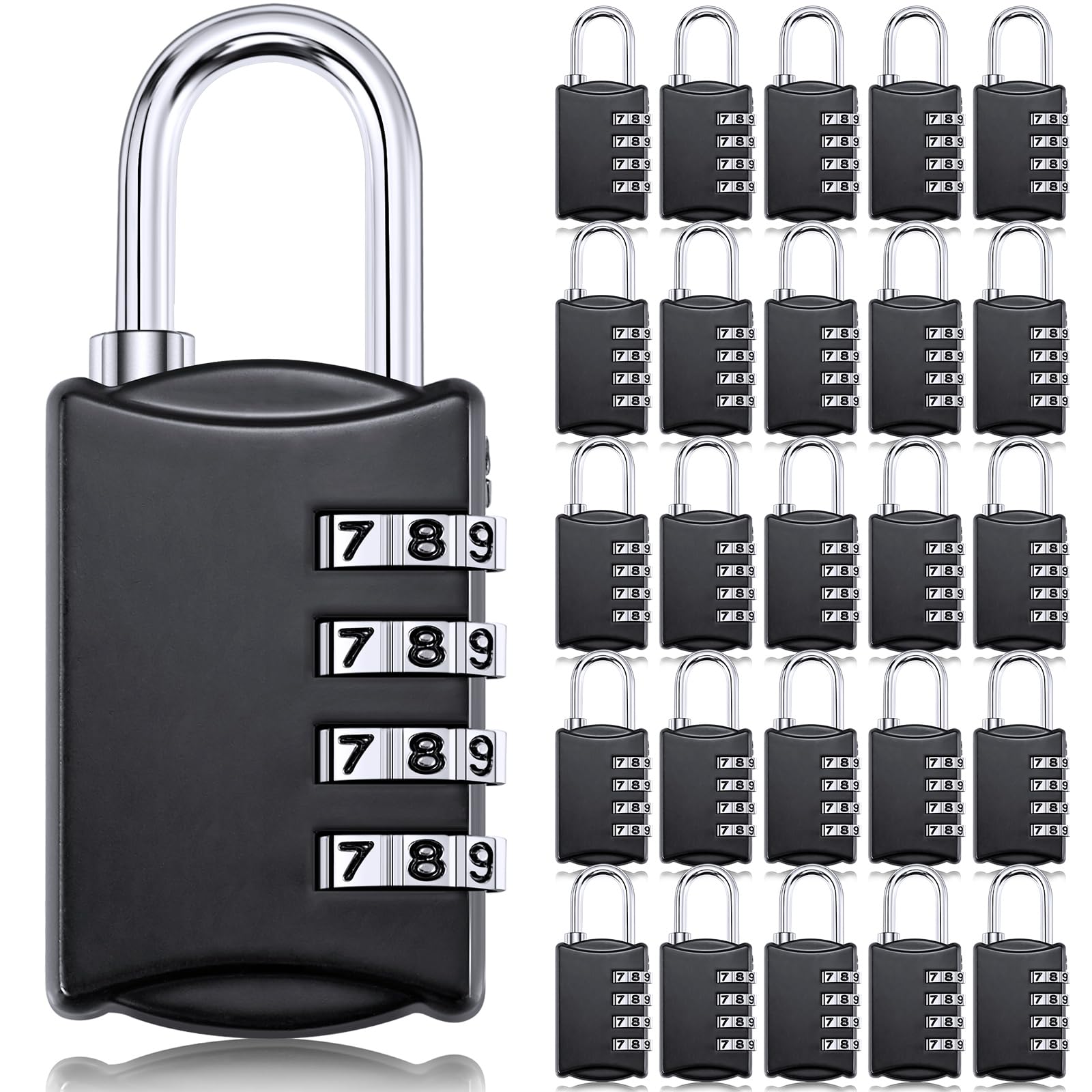 25 Pcs 4 Digit Combination Locks Combination Padlock Luggage Number Locks Outdoor Waterproof Resettable Padlock for Door Traveling School Gym Locker Suitcases Employee Hasp Storage