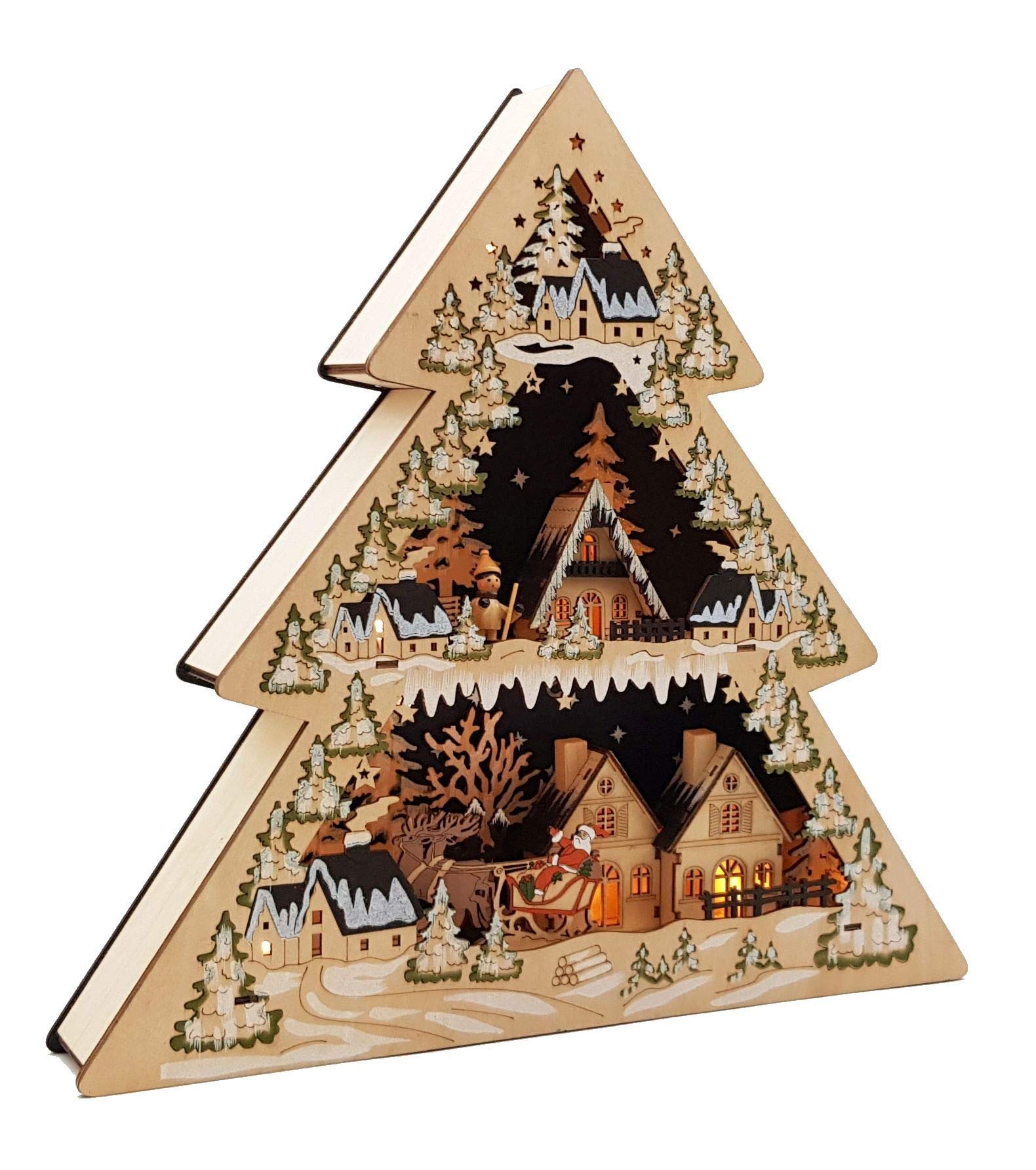 Wichtelstube-Kollektion XL LED Lichterbogen Weihnachtstanne Schwibbogen Weihnachtsdeko Holz 45cm