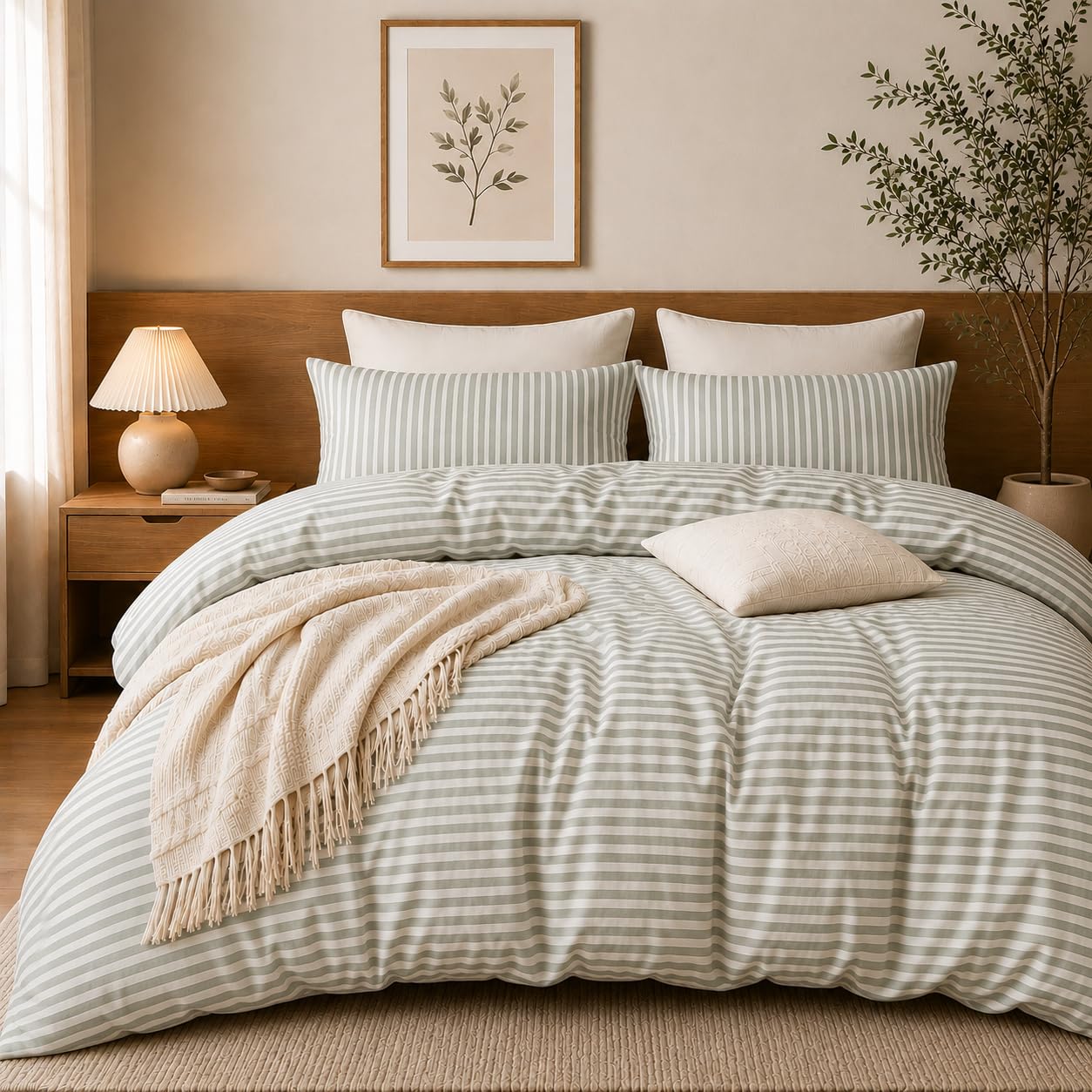Grace Grey Oxford Stripe Oxford Stripe Super King Duvet Set Premium Microfiber Superking Quilt Cover Set Ultrasoft Hypoallergenic Reversible Bedding Set Super King With Zipper Closure