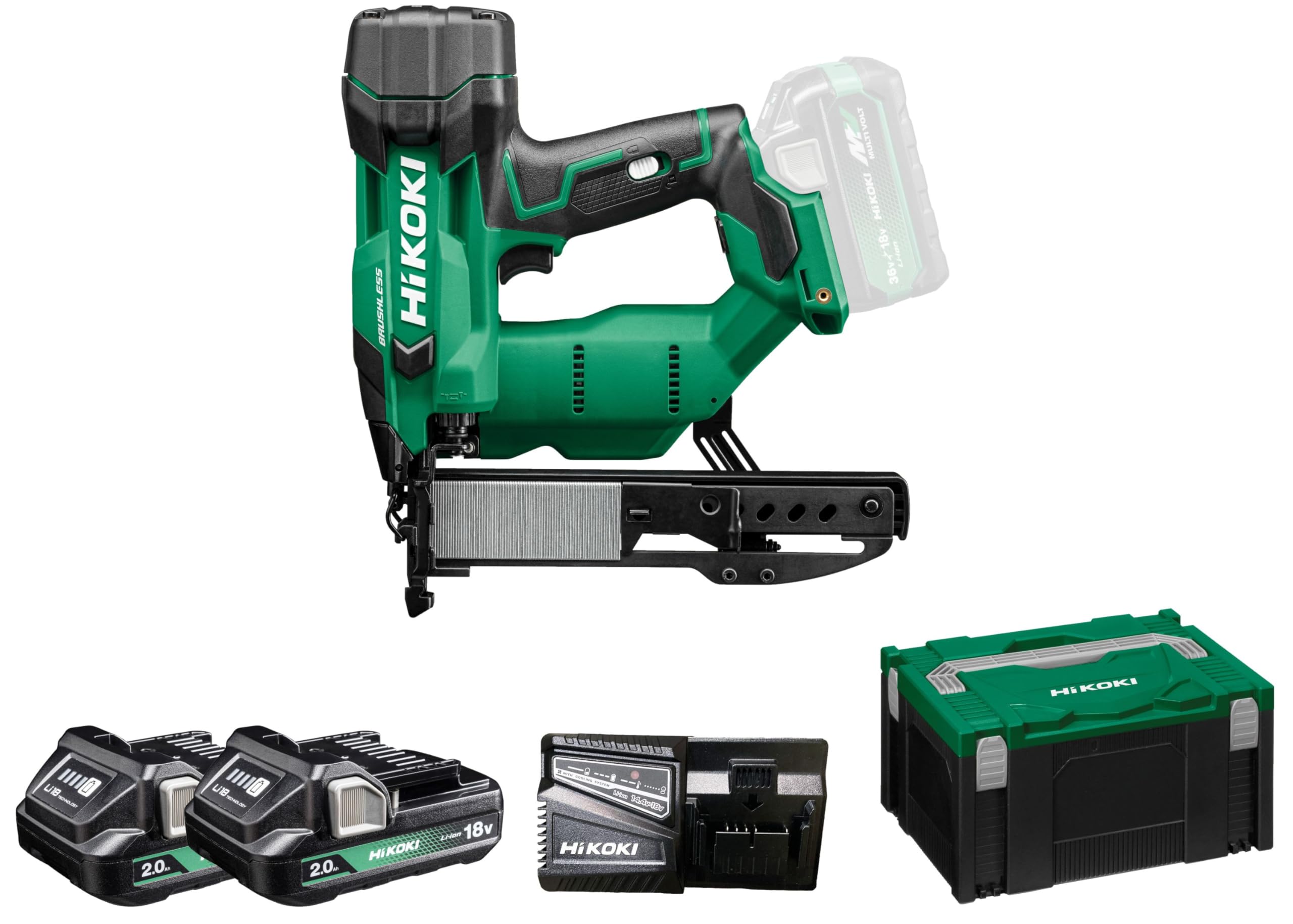 HiKOKI N1804DAWXZ, agrafeuse sans fil, 18 V, moteur brushless, réglage profondeur