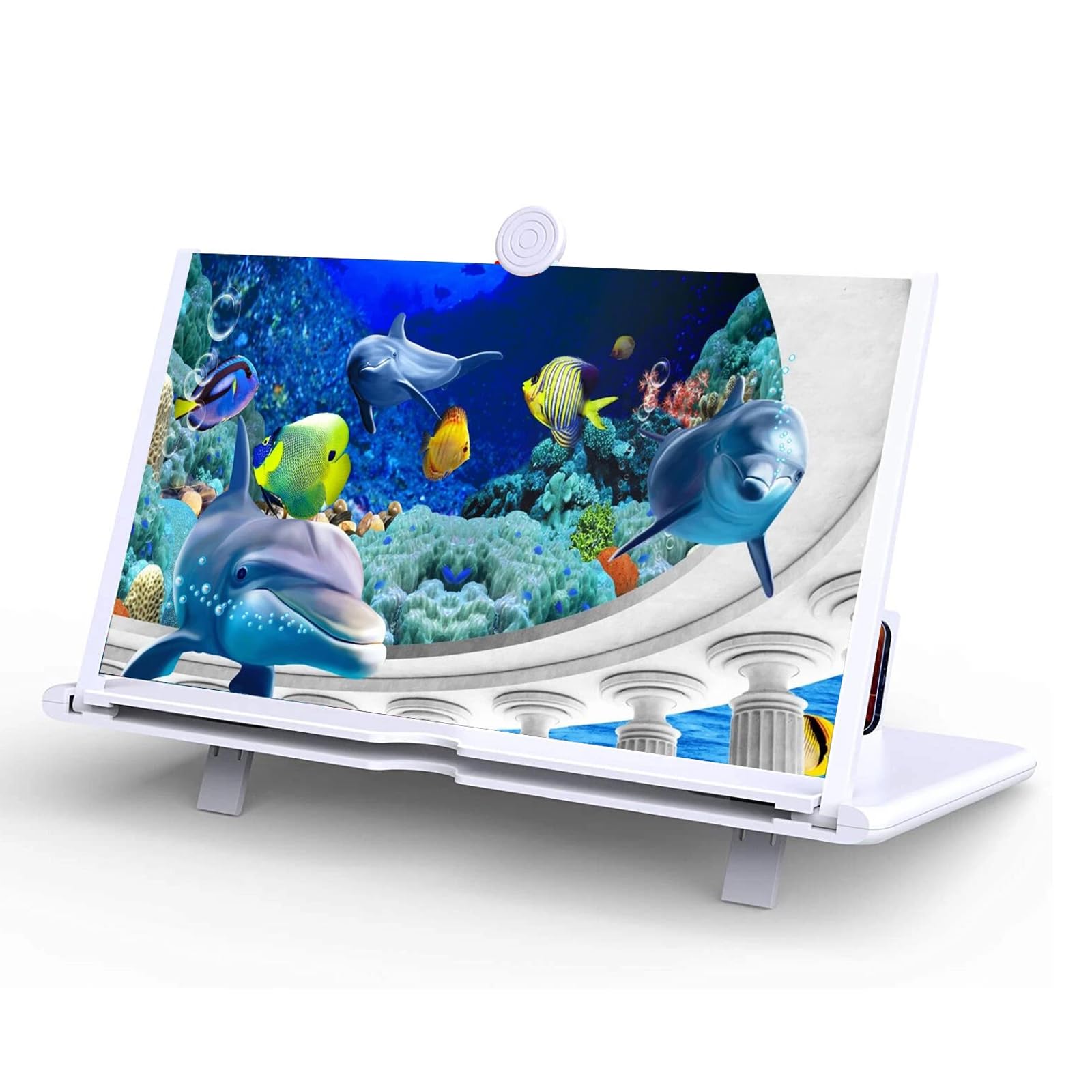 Mobile Phone Screen Magnifier, 2026 New 3D HD Screen Magnifier for Cell Phone, Foldable Pull Out Big Screen Phone Amplifier for Movies, Videos &amp; Gaming Compatible with All Phones (White, 16 in)