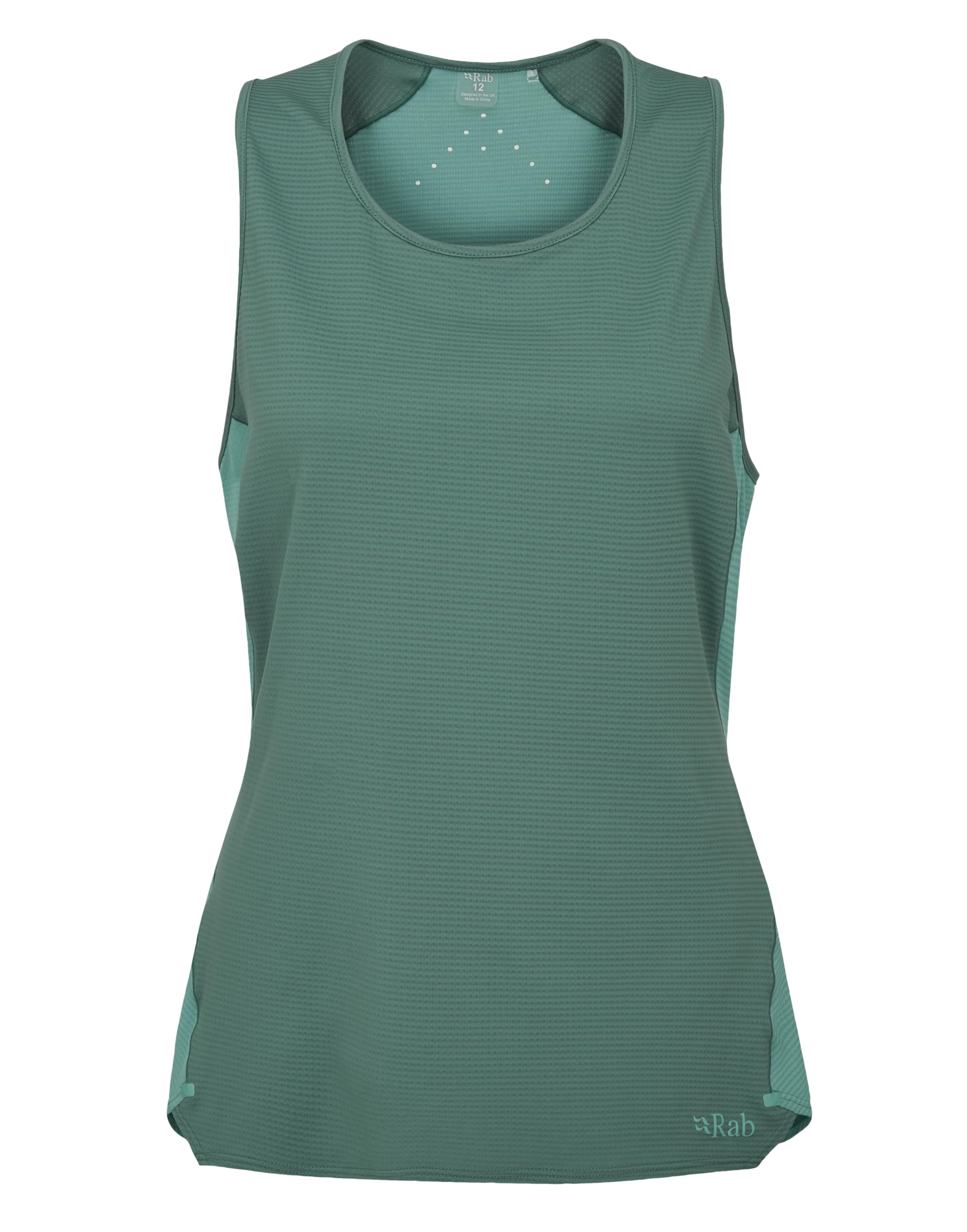 Rab Women's Eucalyptus/Glacier Blue Sonic Ultra Vest Lightweight Tank Top For Hiking & Trail Running - Medium