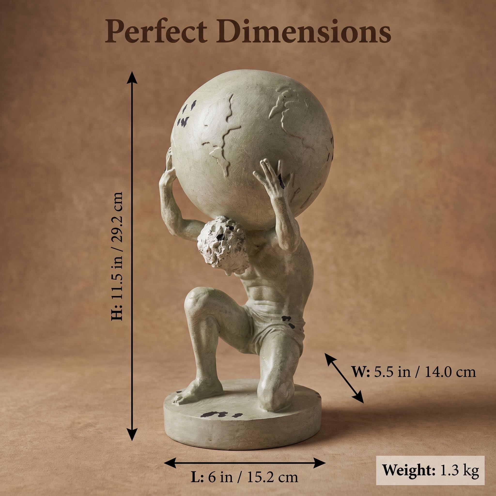 Atlas Holding Up World - Escultura de personaje, figura de resina para sala de estar, mesa, estante de oficina, escritorio