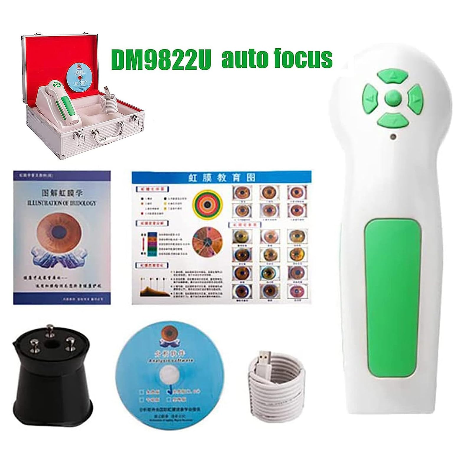 CaméRa Iridoscope MéDicale, Analyseur Iris + Iridoscope Usb + CaméRa Iridologie + Logiciel Pro Iris Eye Diagnosis, Compatible Avec Windows 10, 8, 7, Xp, Vista,Manually