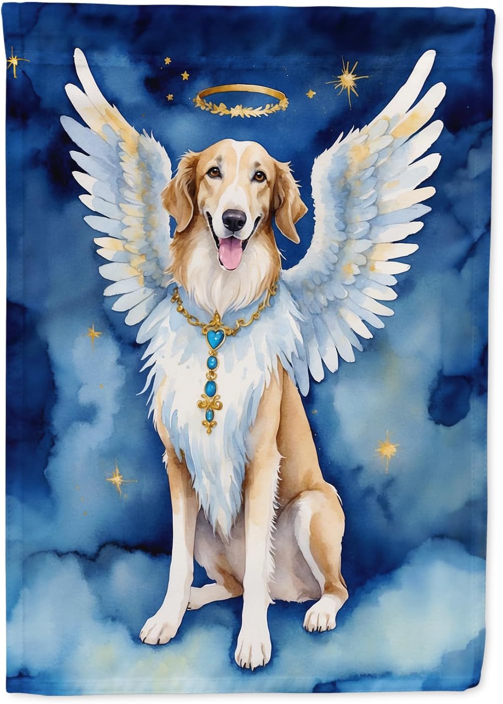 Caroline's Treasures DAC6955CHF Borzoi My Angel House Flag Large Porch Sleeve Pole Decorative Outside Yard Banner Artwork Wall Hanging, Polyester, House Size, Multicolor