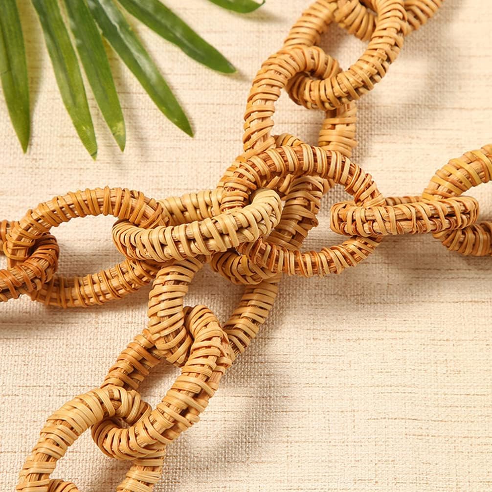 Milisten Rattan Woven Chain Link 16.92 Inch Rustic Decorative Ring for Wall Hanging and Table Decor Natural Wicker Home Accent - Image 6