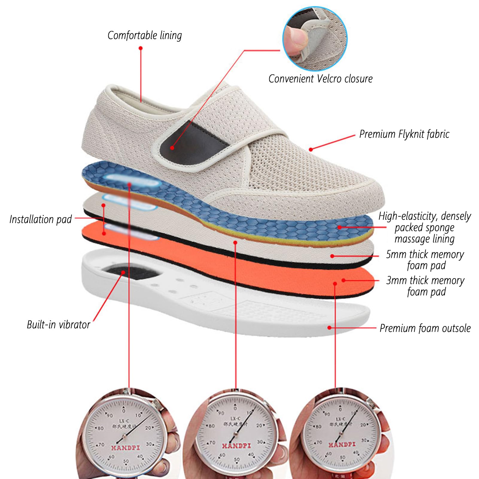 Scarpe Diabetiche Donna, Calzature Alluce Valgo, Scarpe Ortopediche Riabilitative Calzature Medicali Pantofole Antiscivolo Tessuto Rete Traspirante, Scarp Casual Uso Interno Esterno