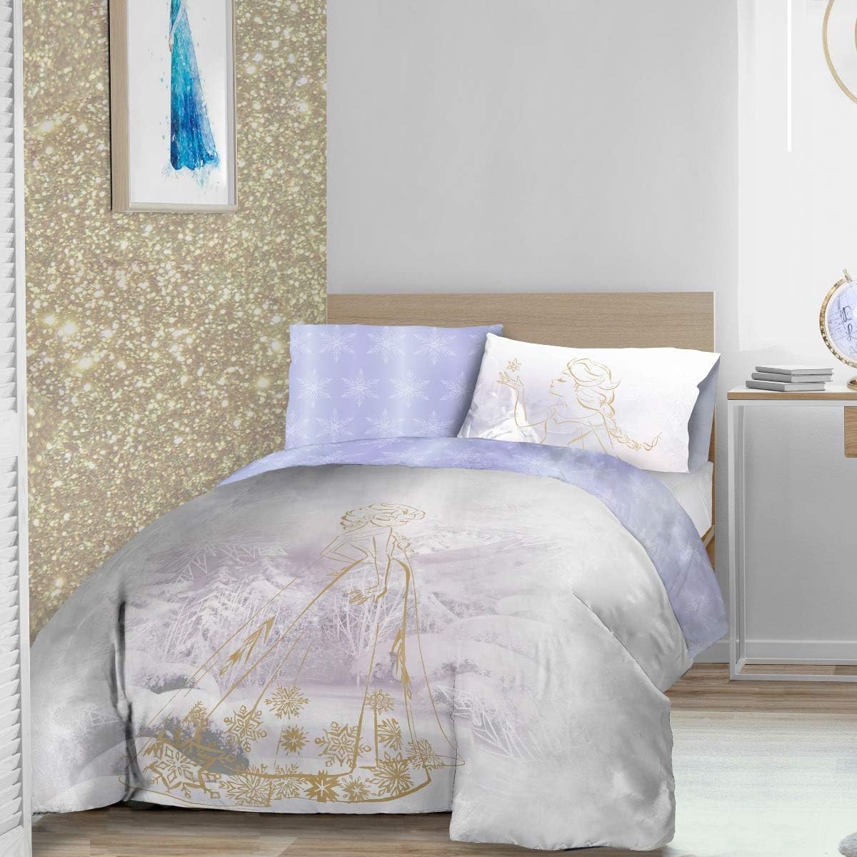 Sleepdown Disney Reversible Printed Frozen Rose Gold Poly Cotton Duvet