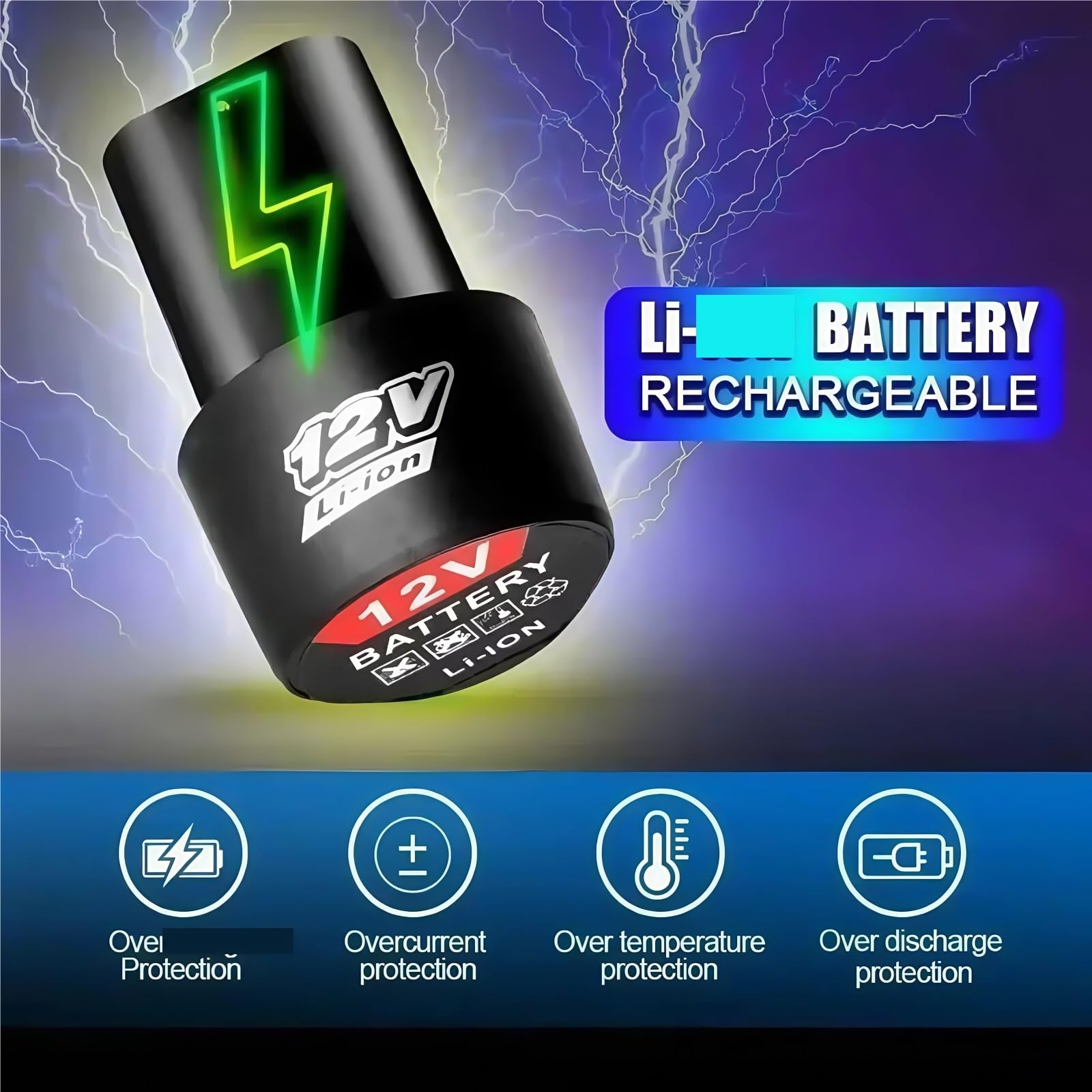 Akumulator litowo-jonowy 4000mAh typu B 12 V i ładowarka. Kompatybilny z wkrętarką elektryczną, wiertarką elektryczną, szlifierką kątową, elektronarzędziami(2pcs-4.0Ah-charger)