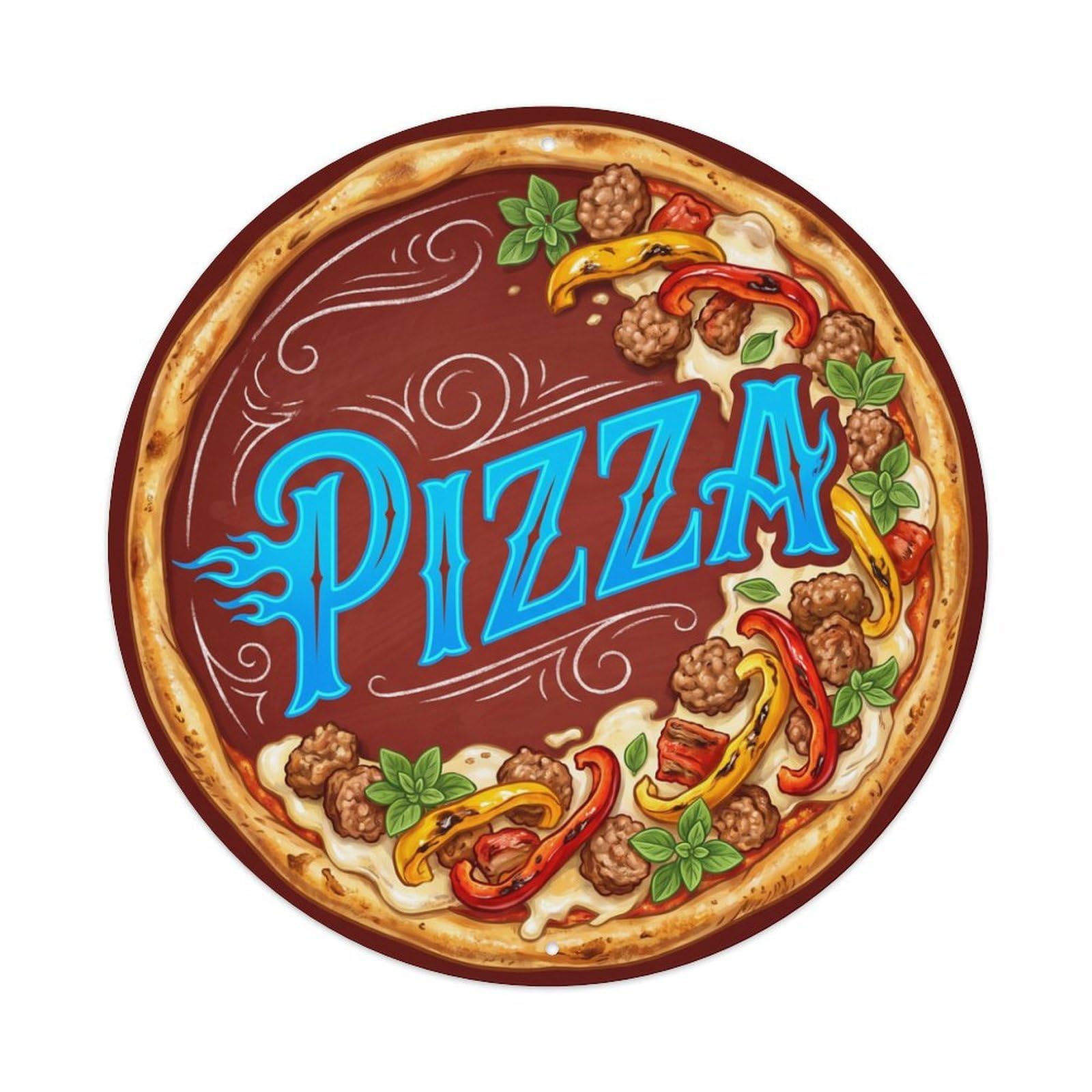 Roasted Pepper Sausage Pizza Kitchen Artwork Metal Tin Sign
