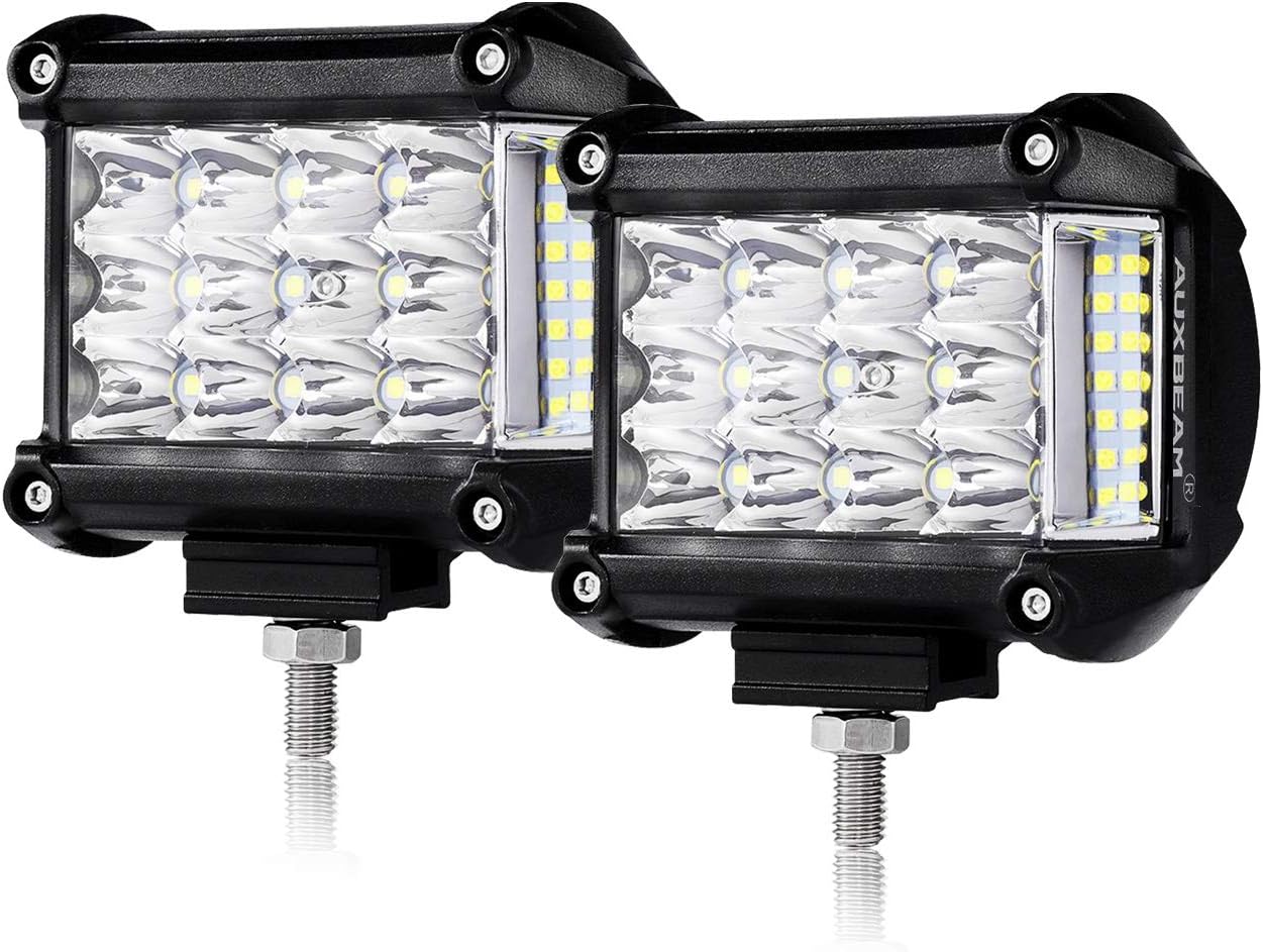 Auxbeam 4" Side Shooter LED Pods 19W 2Pcs LED Light Bar Off Road Light Pods with 19pcs * 1w Led Chips Spot Flood Combom Beam (Pack of 2)