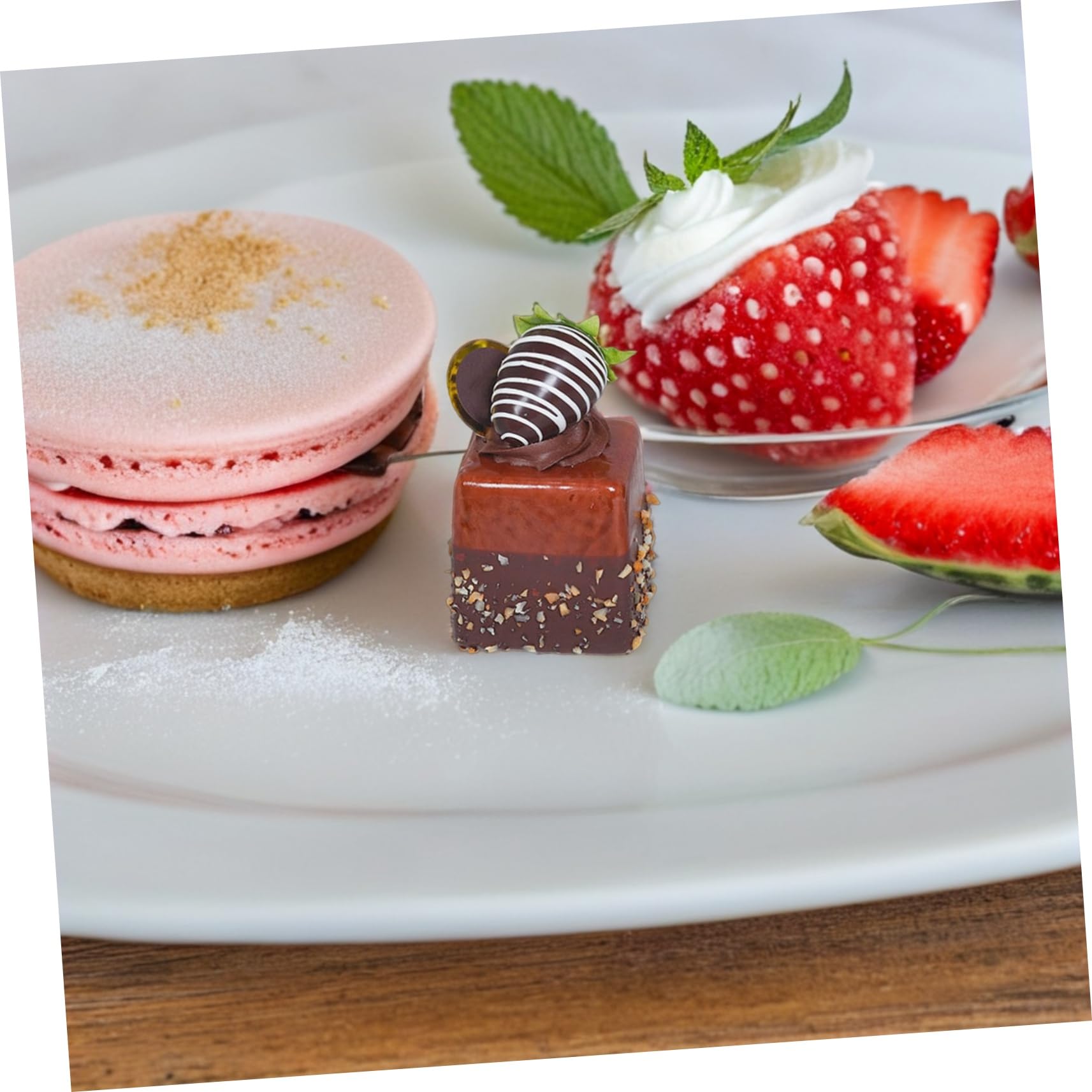 8pezzi Simulazione di Torta Francese di Fragole Torta Artificiale Base Magnetica da Esposizione per Tavolo da Dessert per Feste Cibo Finto per Foto Decorazione da Cucina