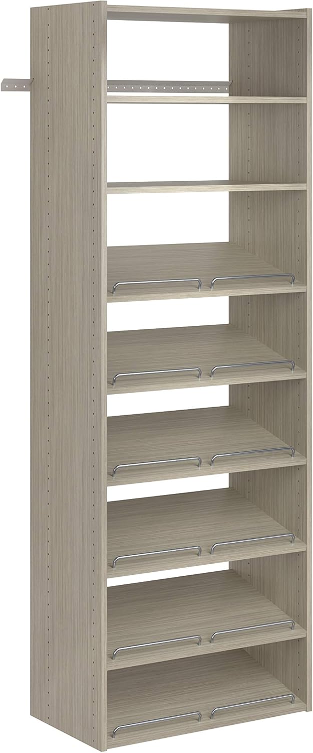 Easy Track PH36-CG Living Essentials Shoe Storage Tower Wood Closet Organizer, Weathered Grey