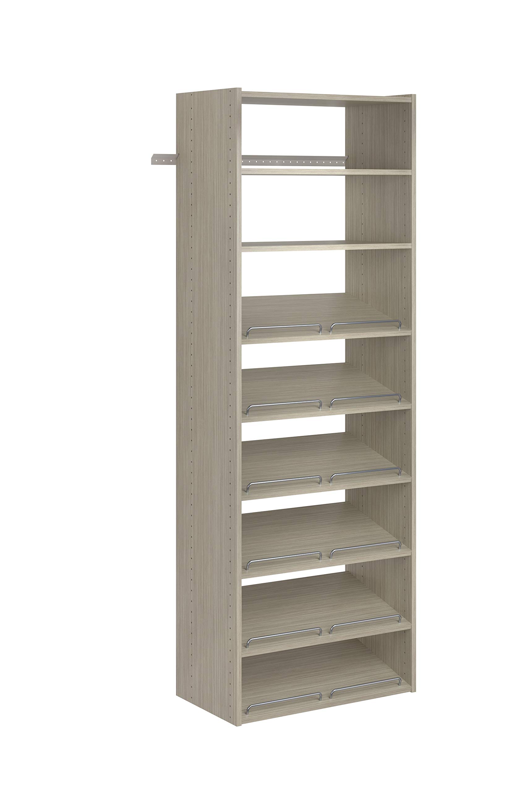 Easy Track PH36-CG Living Essentials Shoe Storage Tower Wood Closet Organizer, Weathered Grey
