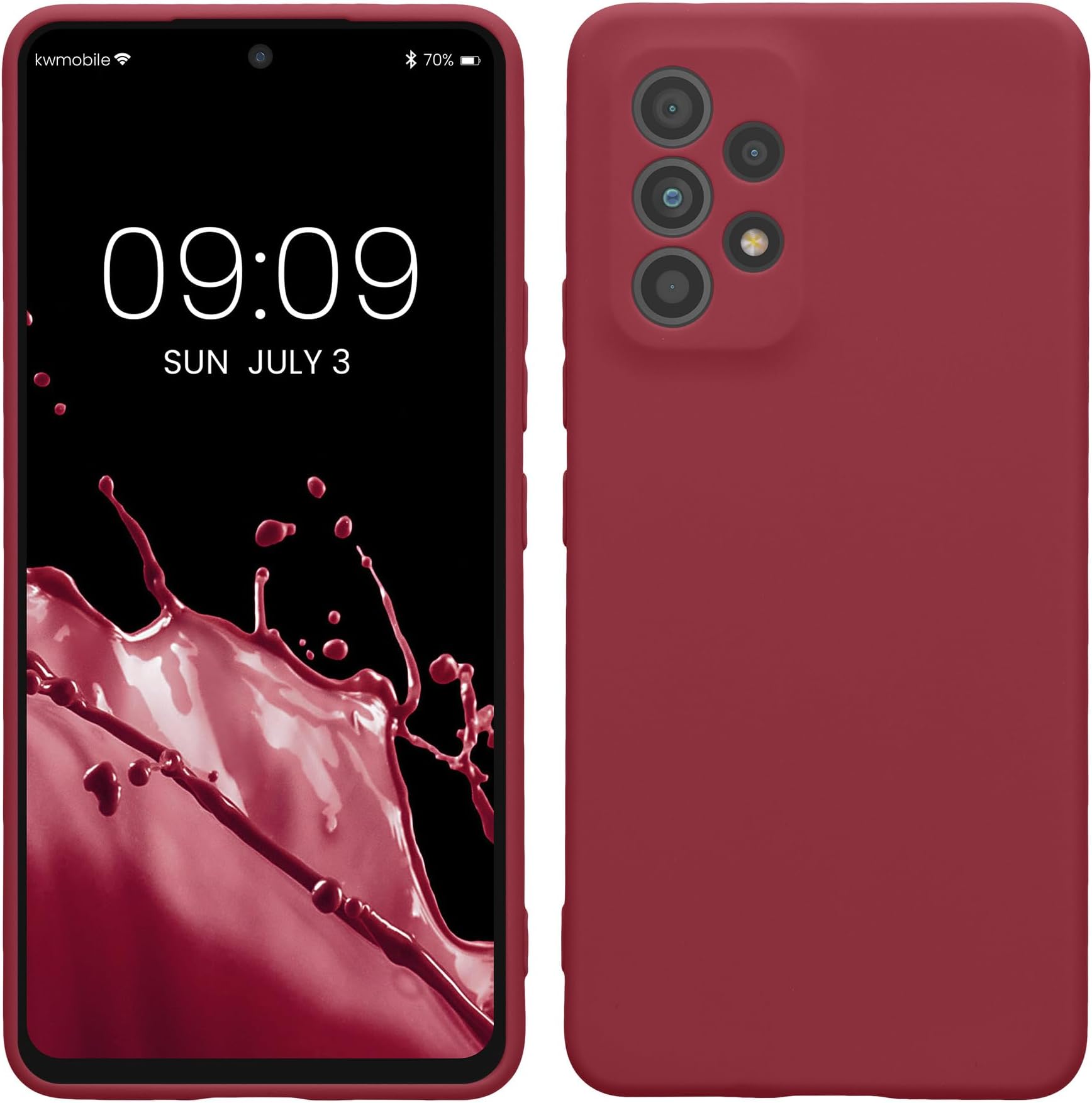 kwmobile Case Compatible with Samsung Galaxy A53 5G Case - Protective Slim TPU Phone Cover - Soft Matte Finish - Bordeaux Violet