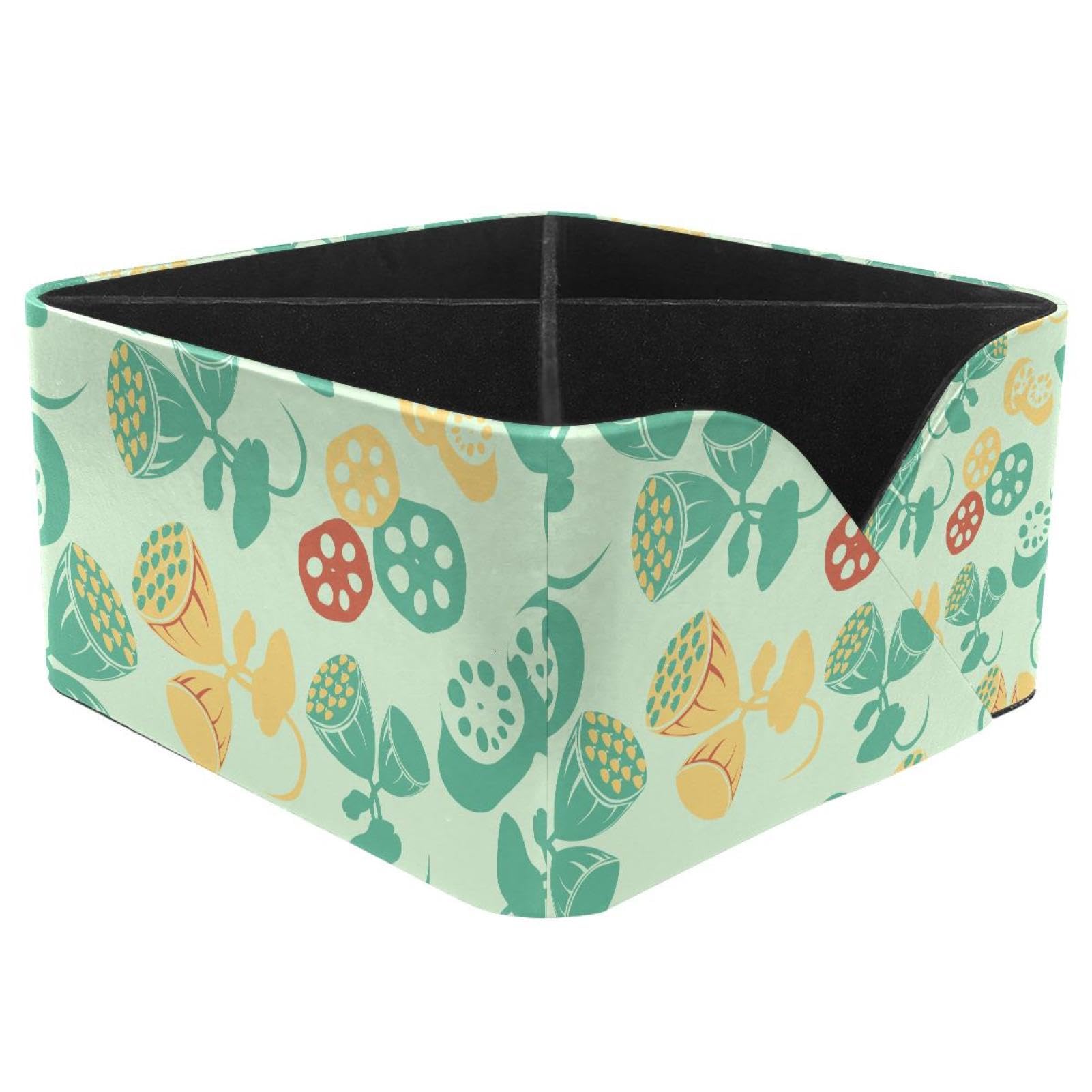 KengjuTesu Lotus Root Yellow Blue Desktop Organizer Pen Holder, Rectangular Pencil Cup for Office, Study and Makeup Stations
