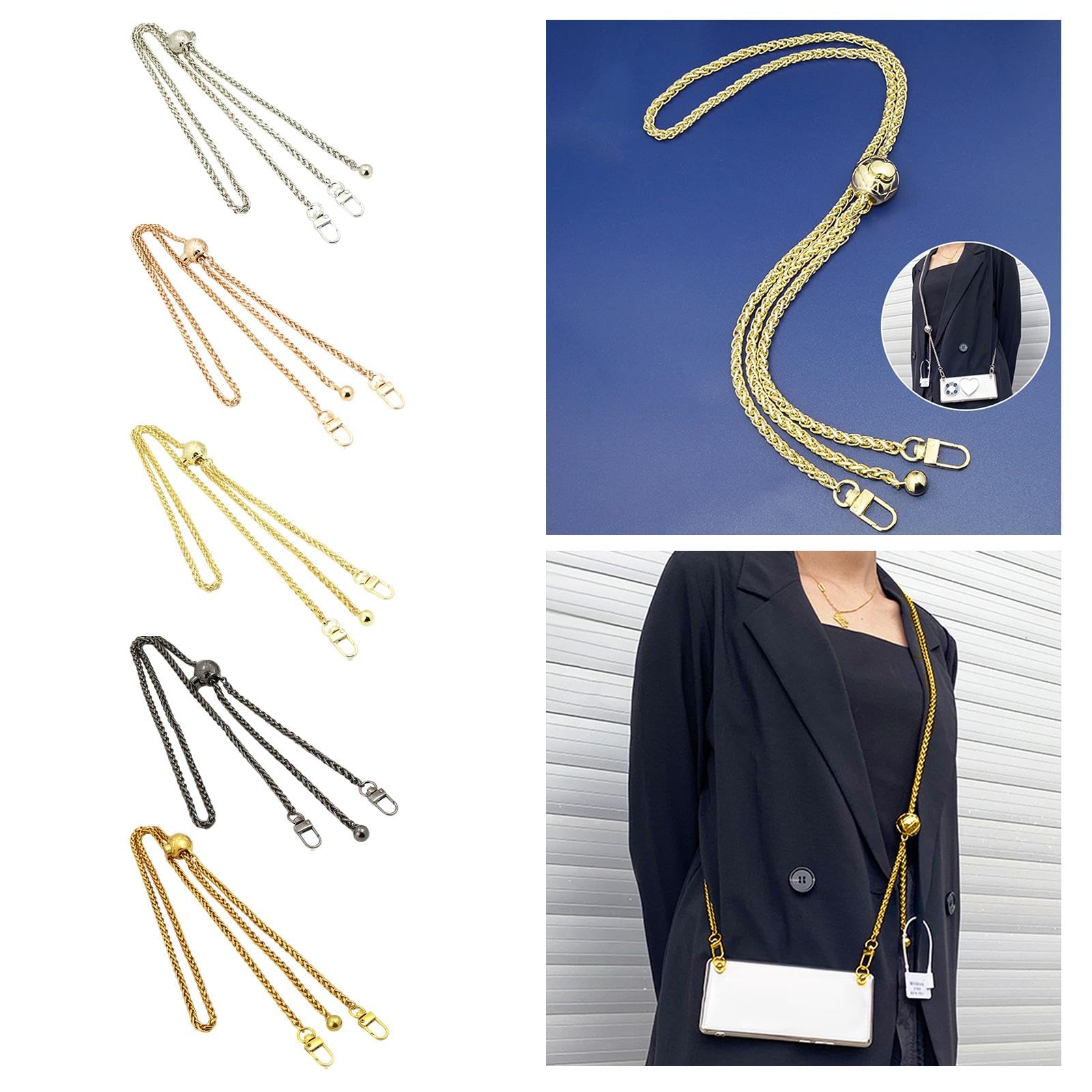 LOOM TREE® Purse Chain Strap Adjustable Bag Chain for Small Shoulder Bag Handbag Clutch Argent 2
