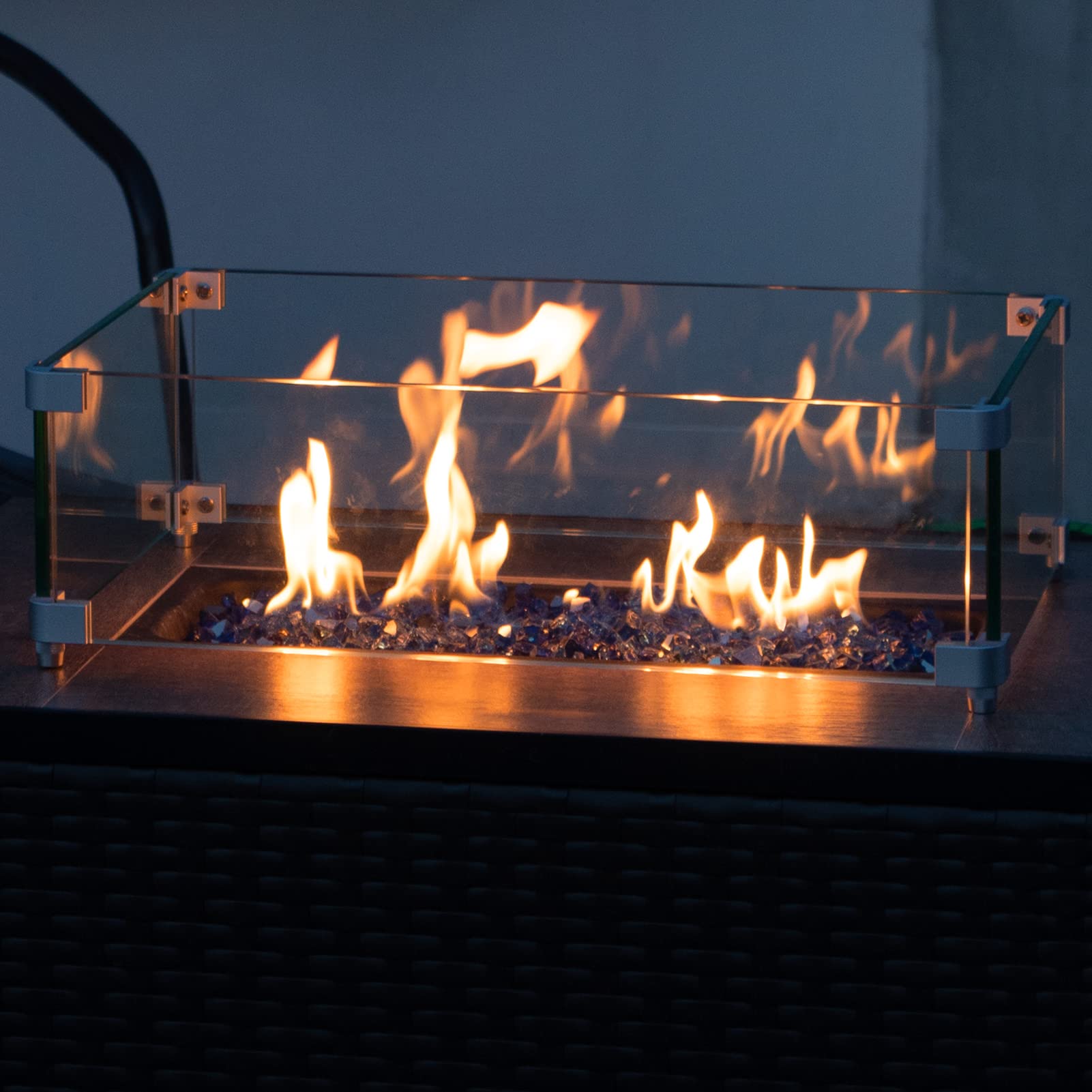 SHINESTAR Vidrio para hoguera de 6,8 kg, 1,27 cm, vidrio reflectante para hoyo de fuego de propano, rocas de vidrio azul cobalto para chimenea de gas, vidrio templado