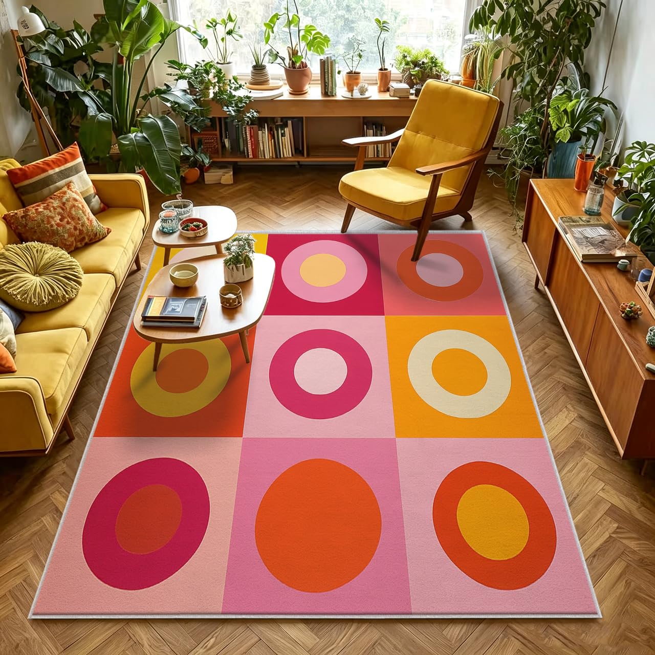 Tapis Damier Salon Chambre Interieur Carré 100x100 cm