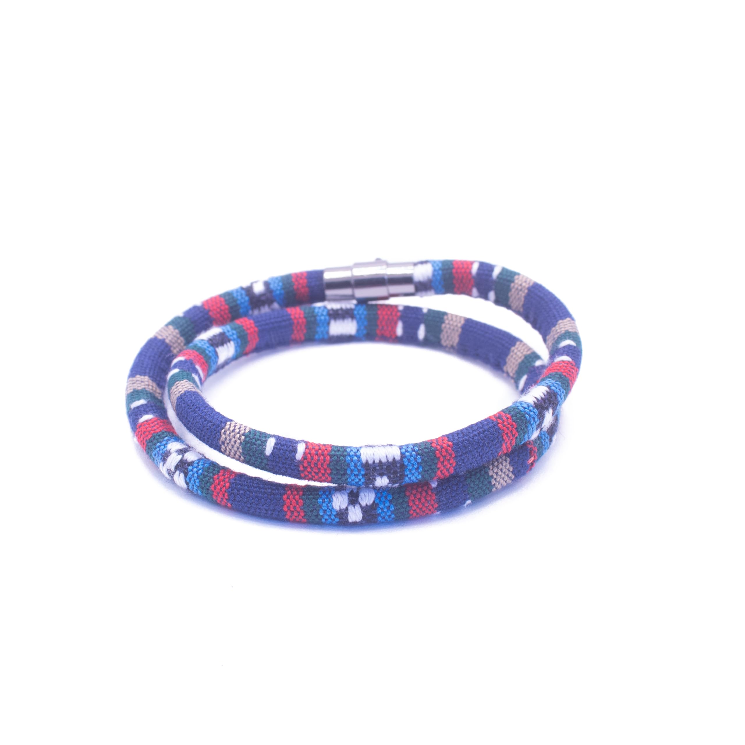 NILUXE DESIGN - Pulsera Surfera Hecha a Mano Tiras de Algodón - Pulsera Surf Boho Surfer - Pulsera Hombre Estilo Bohemio. Pulsera Surf Doble Tira- Pulsera hombre mujer (Azul doble)