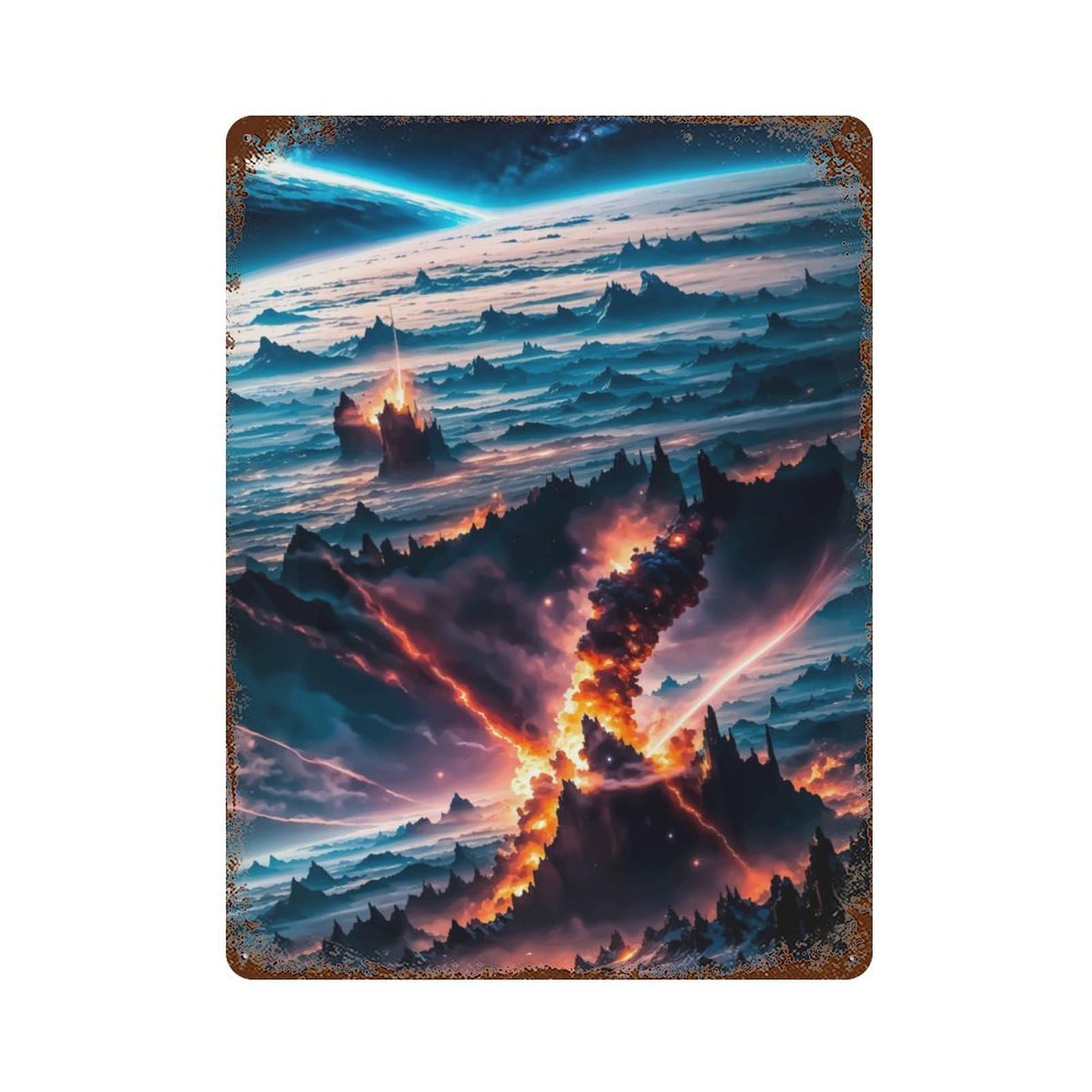 Interstellar Magma Aged Metal Wall Plaque 15.7"x11.8", Old School Wall Decor for Garage, Bar And Workshop Decor
