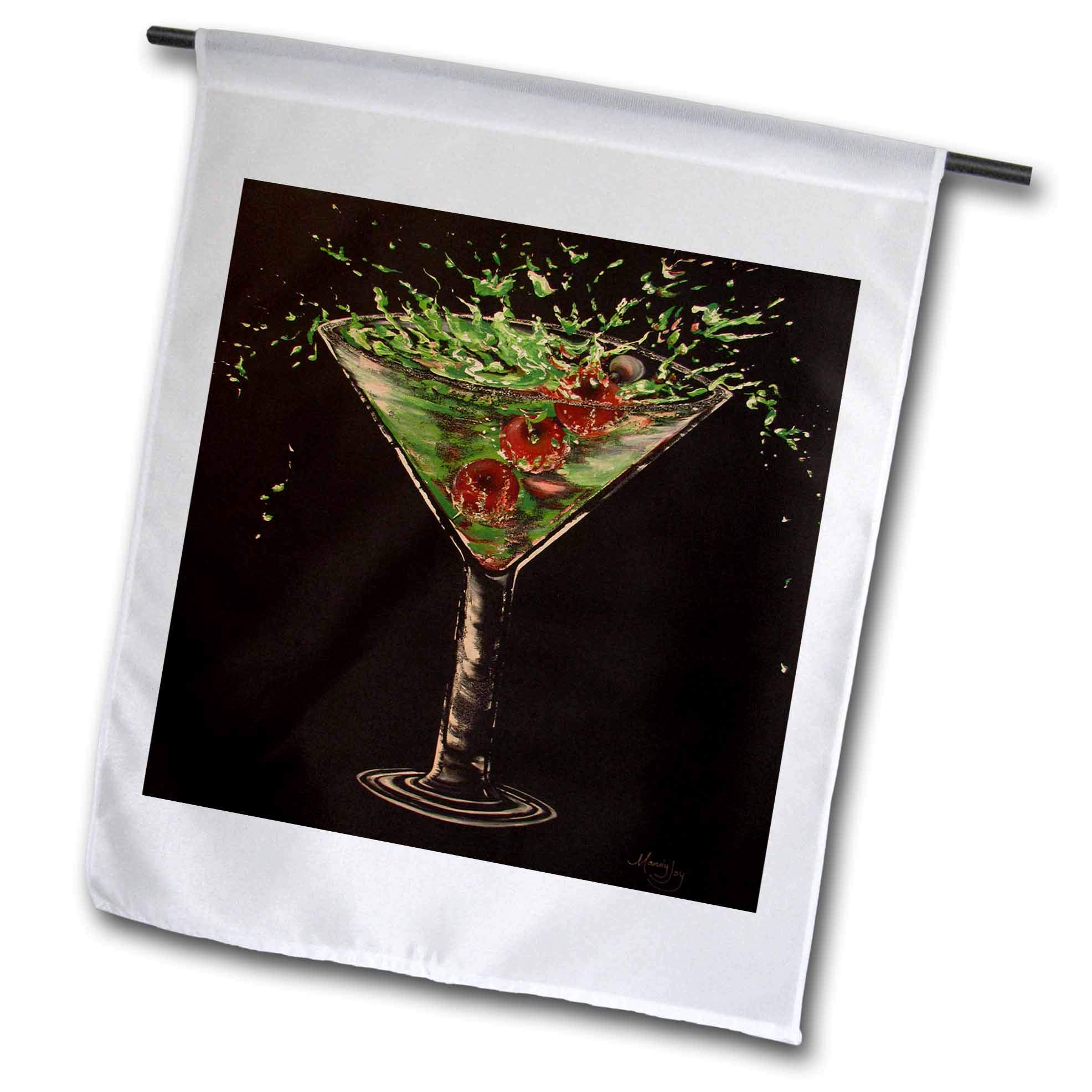 3dRose 18 x 27 inch Garden Flag - Image of an Apple Martini, with Cherries Splashing into The Glass. Martini
