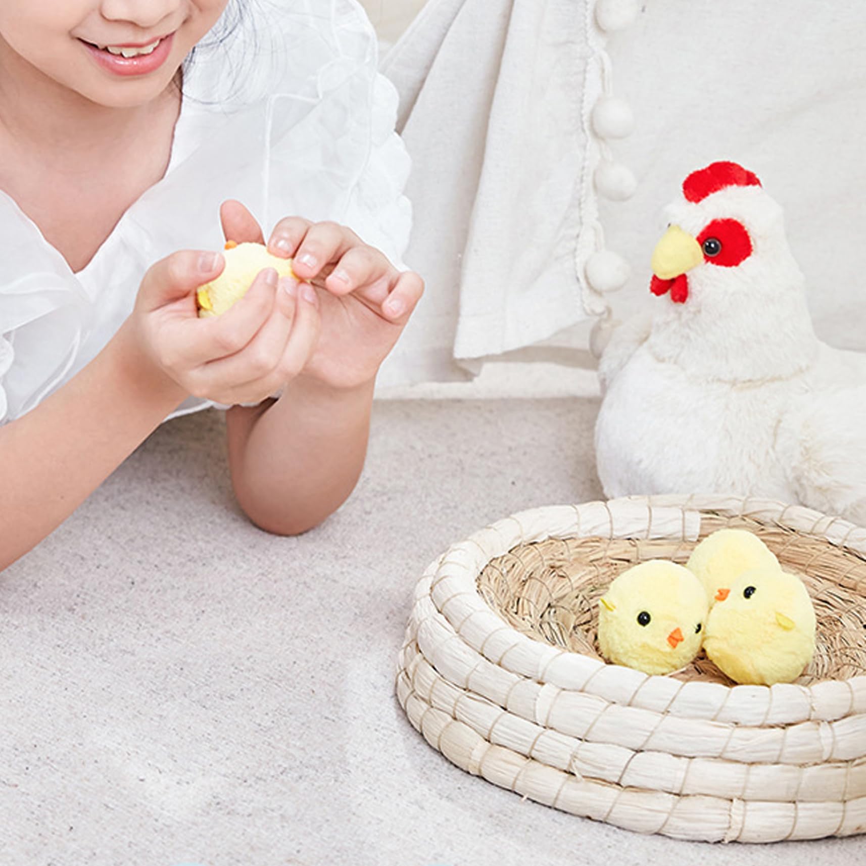Peluche de Poulet en Peluche, Jouet en de Poulet en, Jouet Ventre à Fermeture éclair avec œufs ou Poussins pour garçons et Filles, Anniversaire, Noël, Pâques