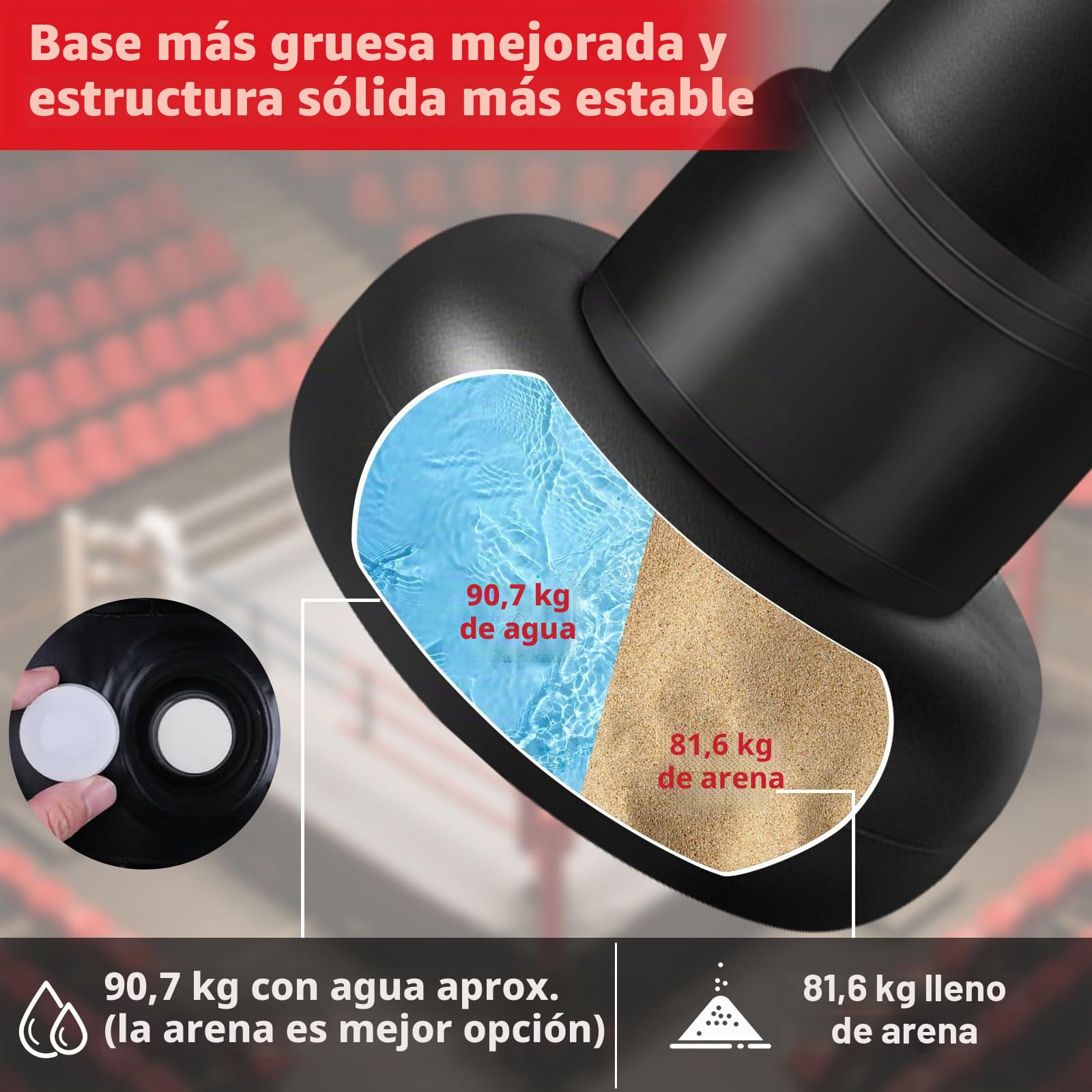 Qoosea Saco de Boxeo Adulto, 180cm Bolsa de Boxeo Inflable de Pie con Guantes, Mujeres Hombres Stand Kickboxing Bolsas, Punching Ball Estable para Karate MMA Taekwondo Thai Fitness